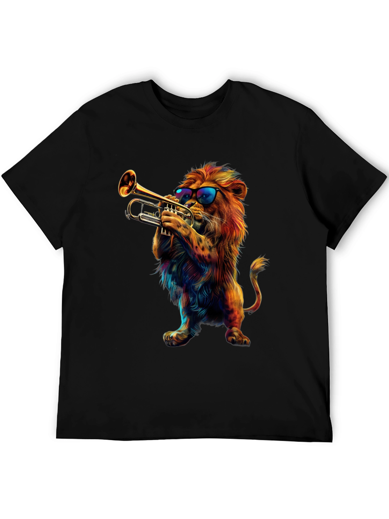 Cool Lion Trumpet Player Graphic T-Shirt