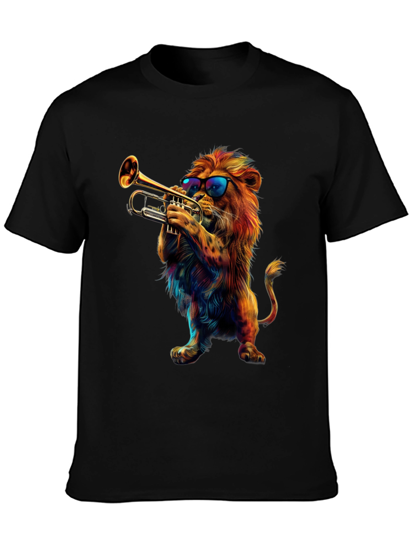 Cool Lion Trumpet Player Graphic T-Shirt