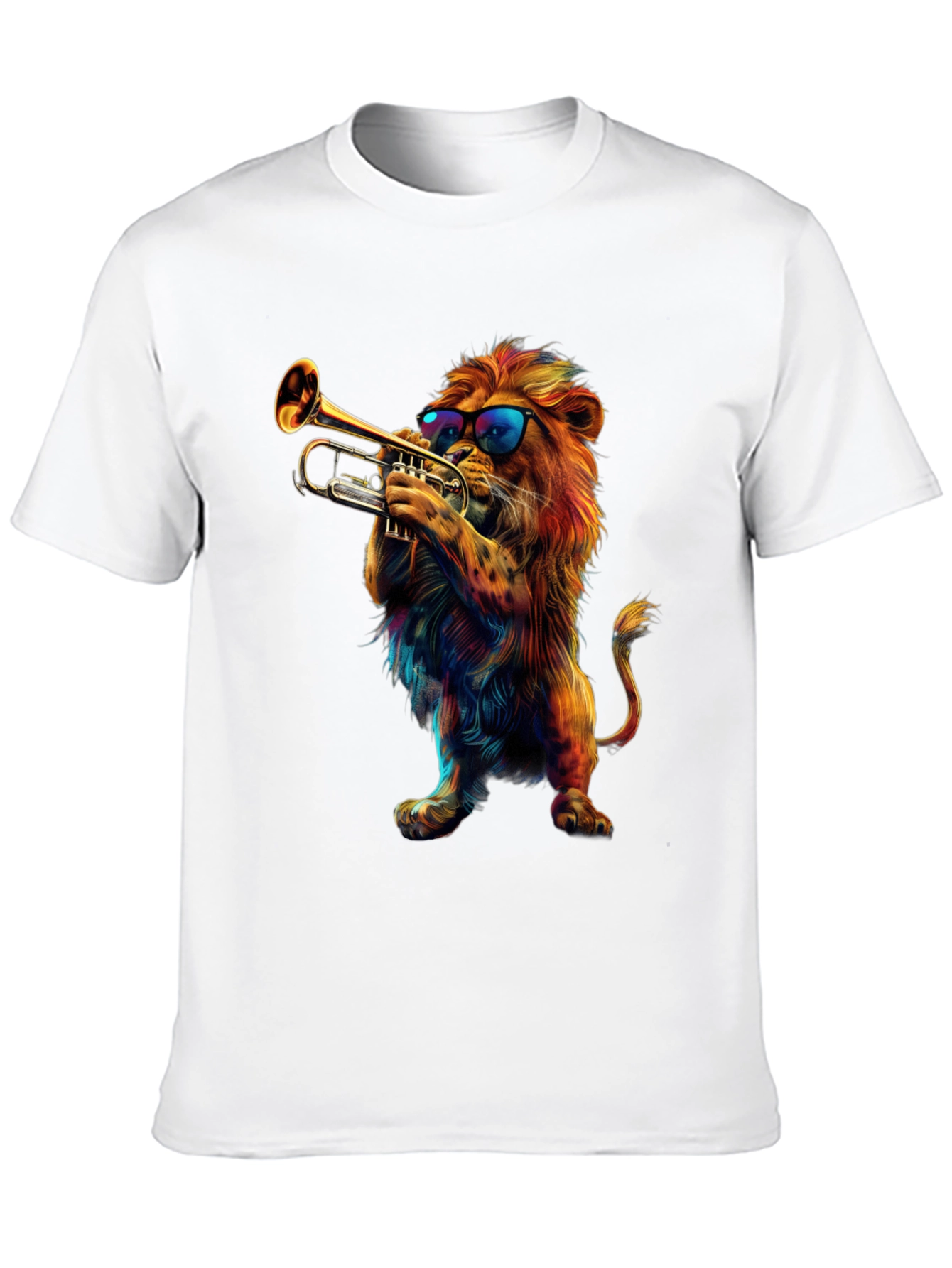 Cool Lion Trumpet Player Graphic T-Shirt