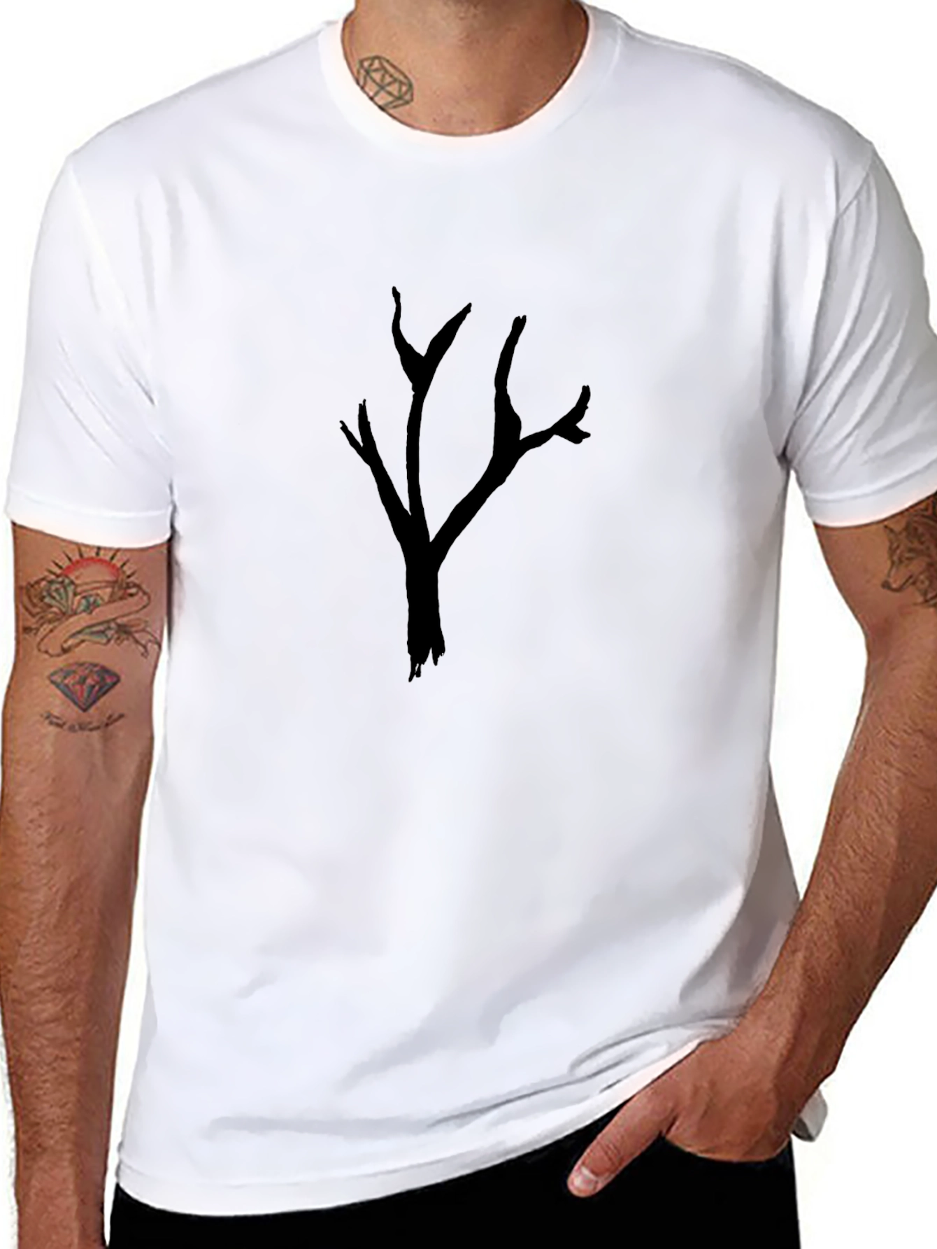 Minimalist Tree Silhouette Black T-Shirt