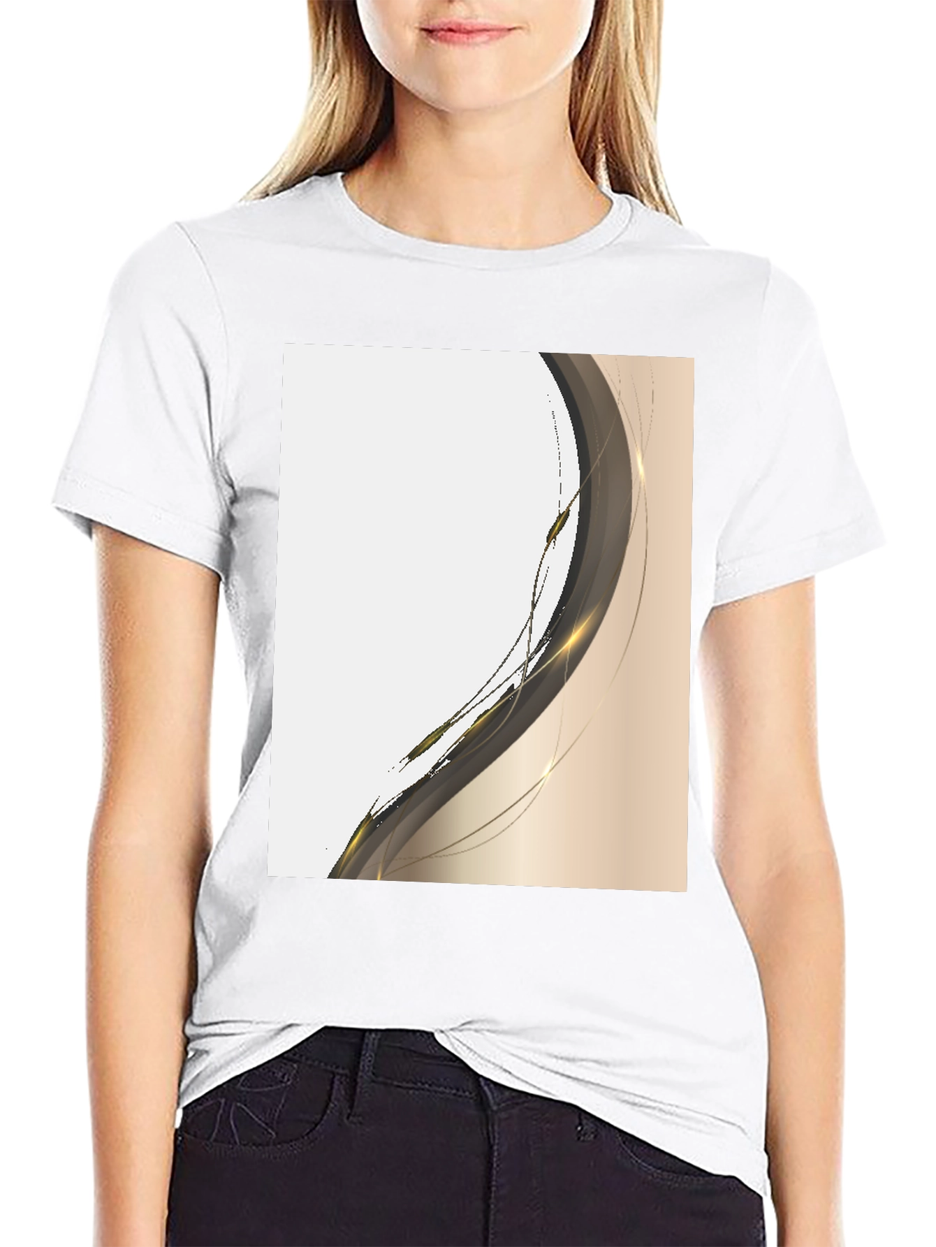 Modern Abstract Graphic Tee - Black Cotton Casual Shirt