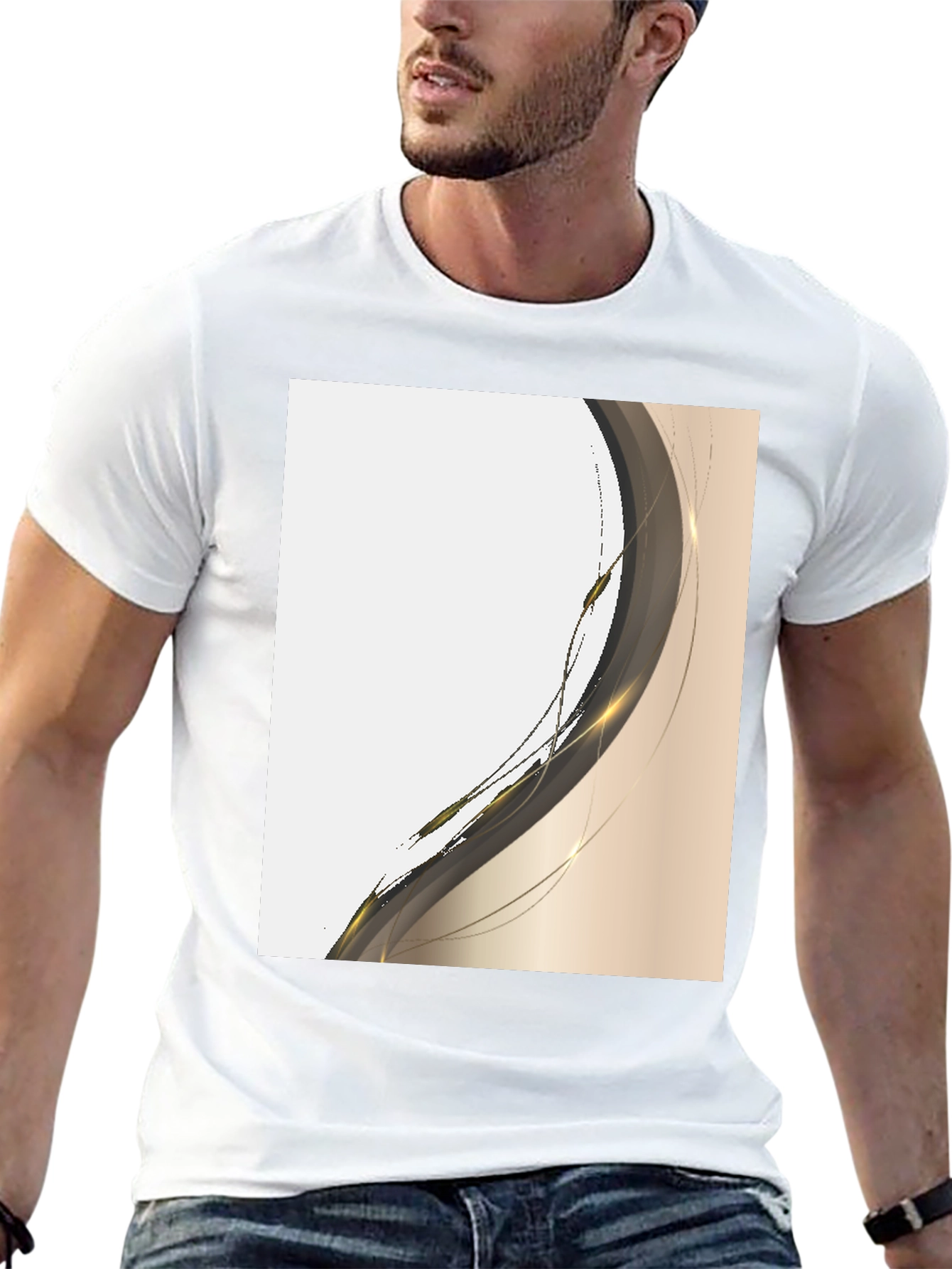 Modern Abstract Graphic Tee - Black Cotton Casual Shirt