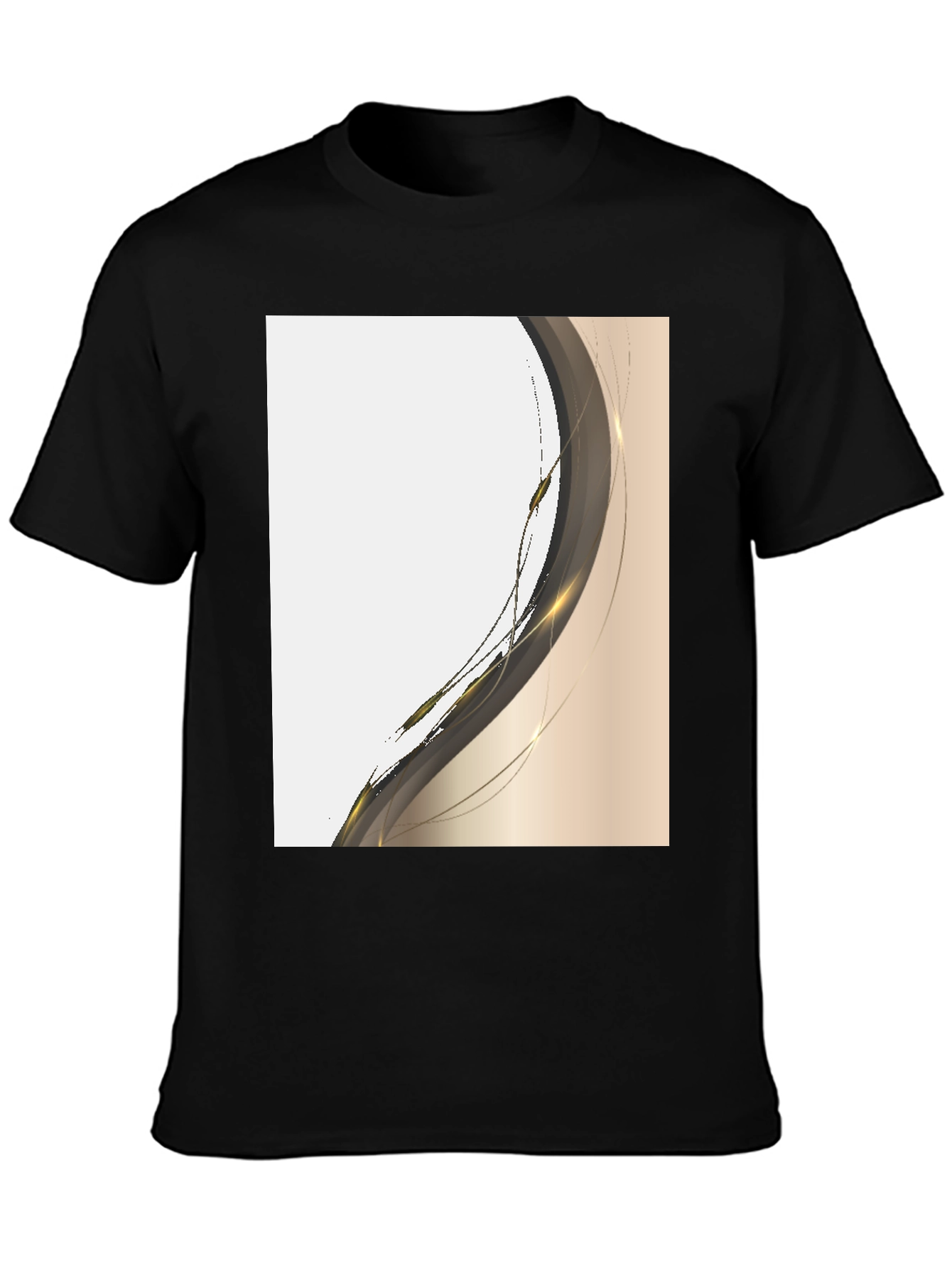 Modern Abstract Graphic Tee - Black Cotton Casual Shirt