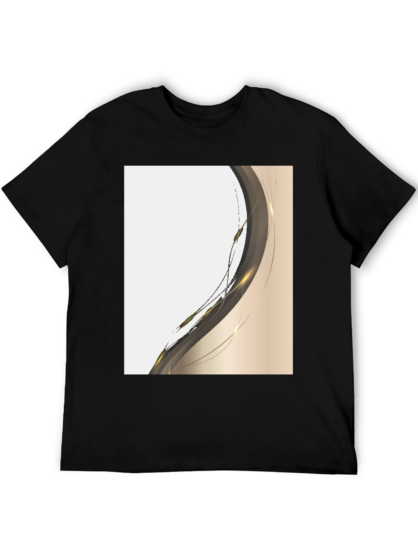 Modern Abstract Graphic Tee - Black Cotton Casual Shirt
