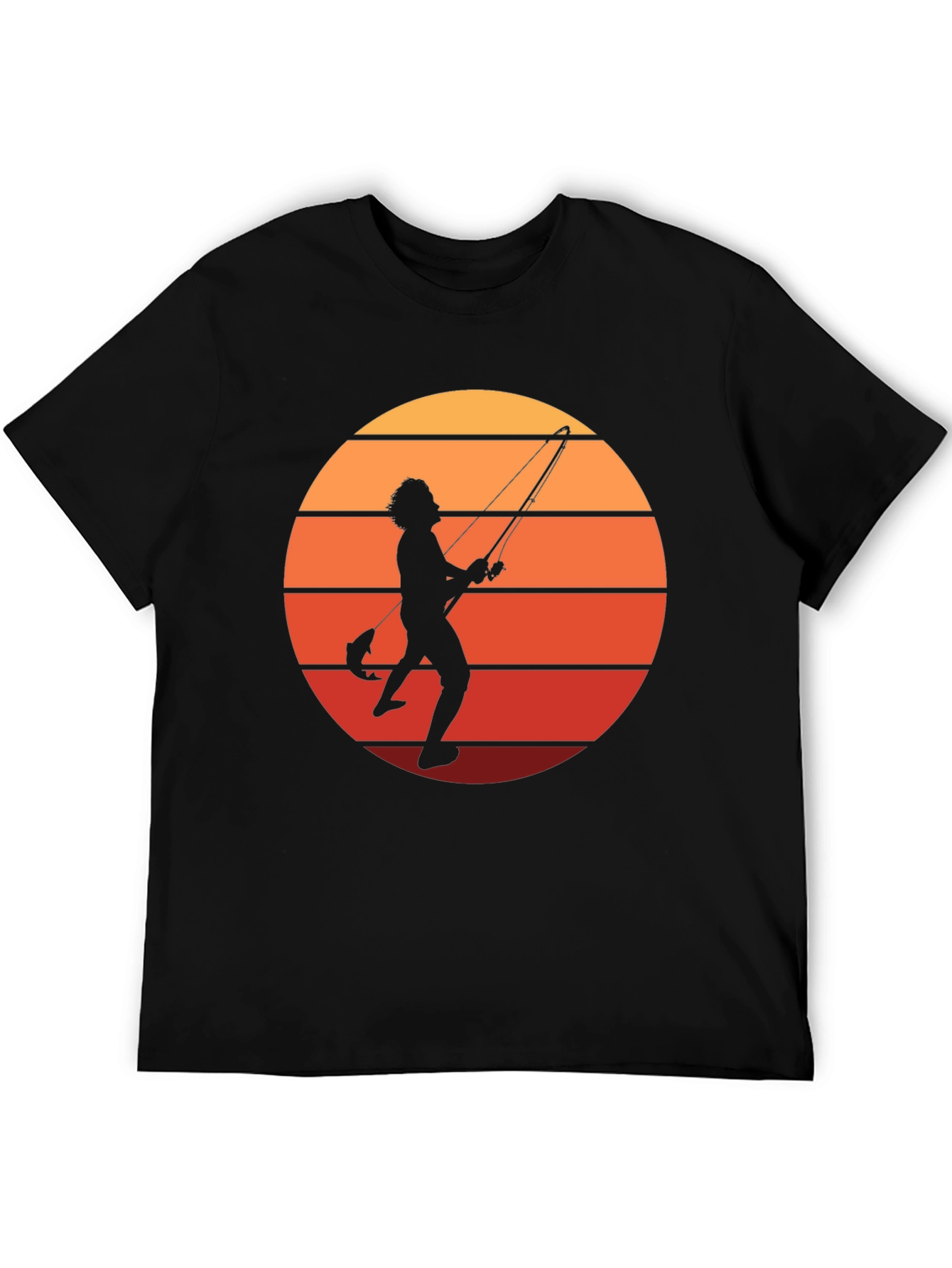 Retro Fishing T-Shirt - Sunset Silhouette