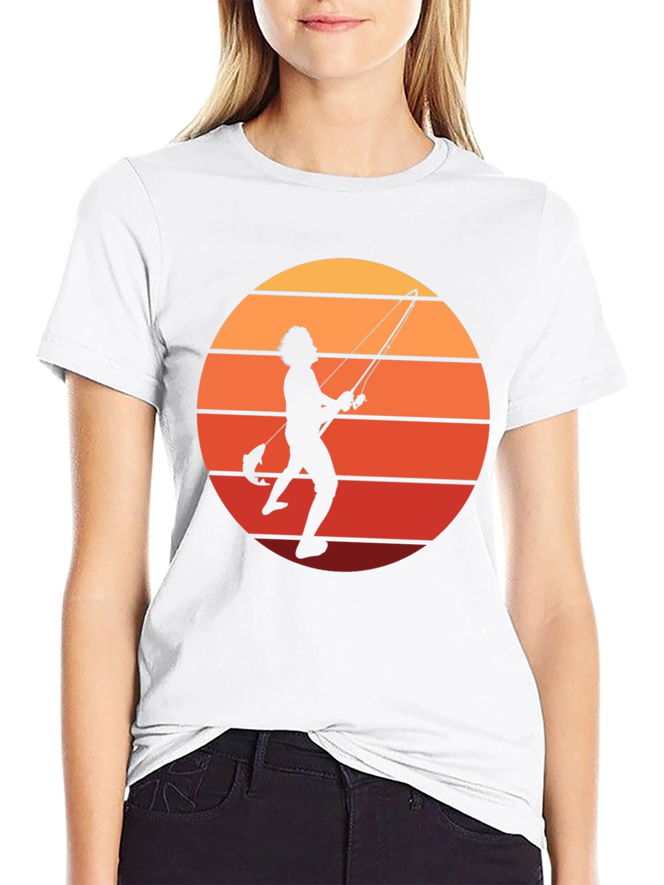 Retro Fishing T-Shirt - Sunset Silhouette