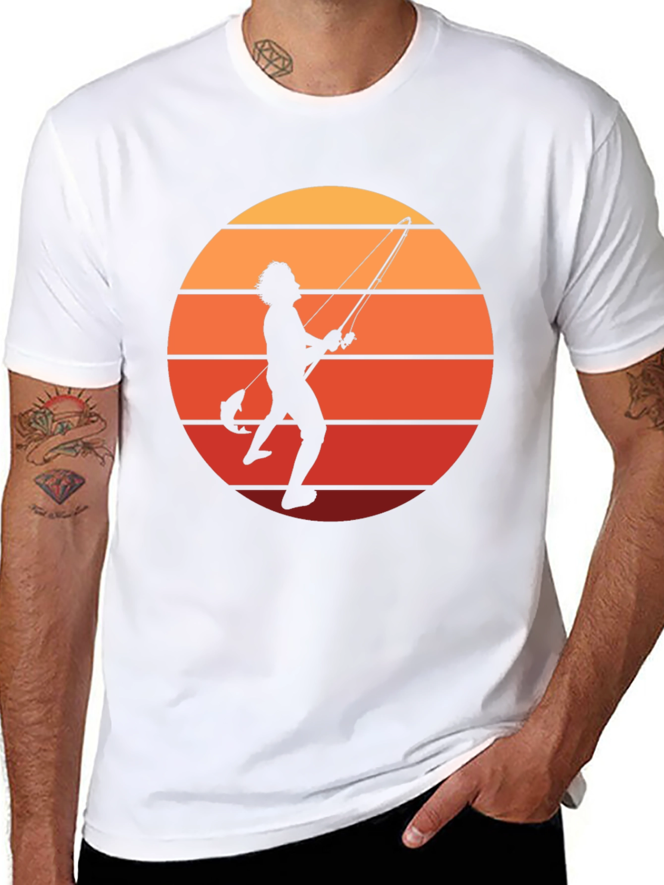 Retro Fishing T-Shirt - Sunset Silhouette
