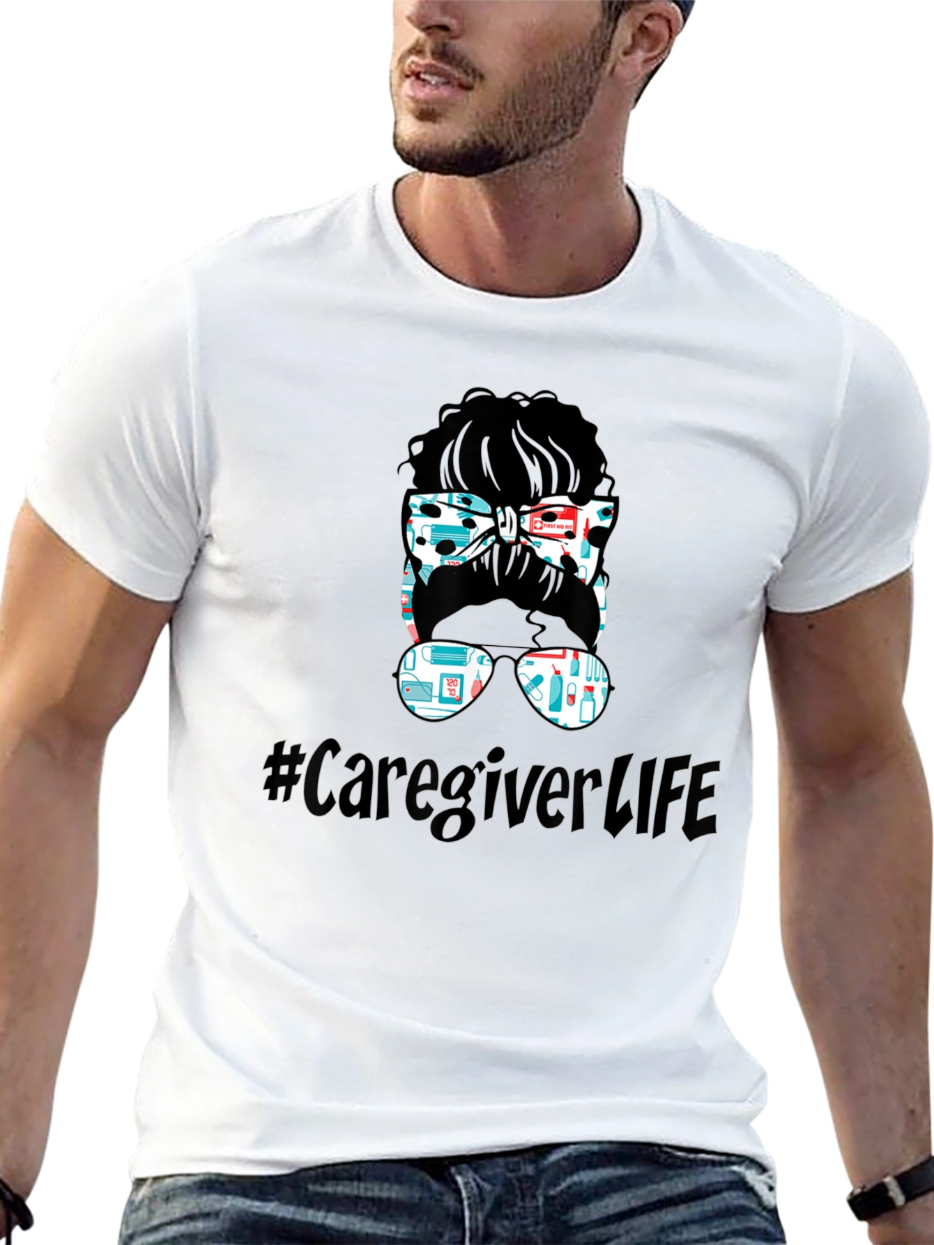 Caregiver Life Messy Bun Graphic Tee