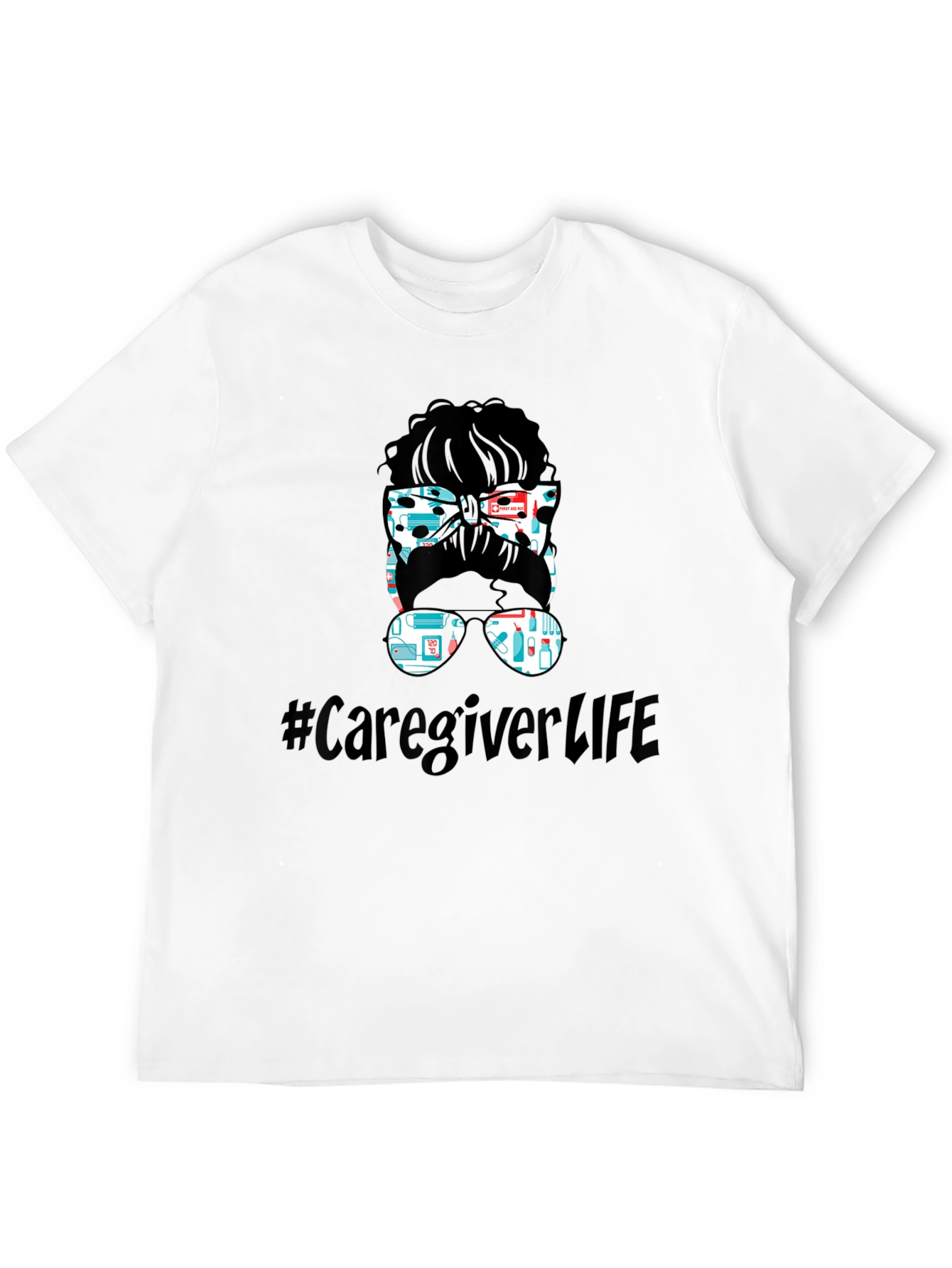 Caregiver Life Messy Bun Graphic Tee