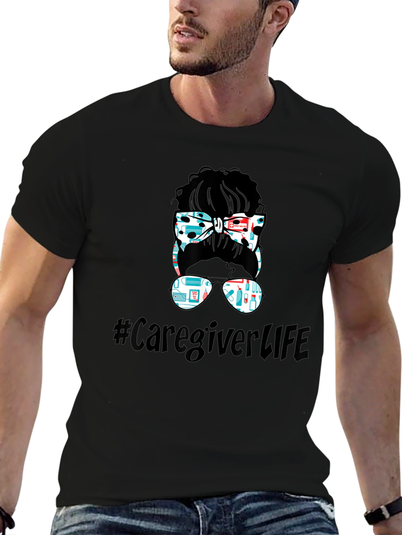 Caregiver Life Messy Bun Graphic Tee