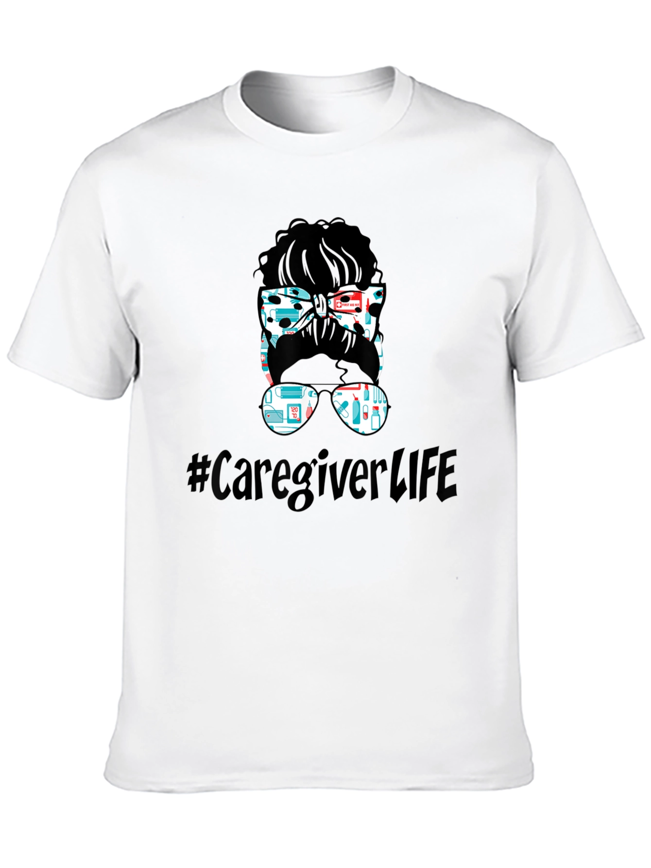 Caregiver Life Messy Bun Graphic Tee
