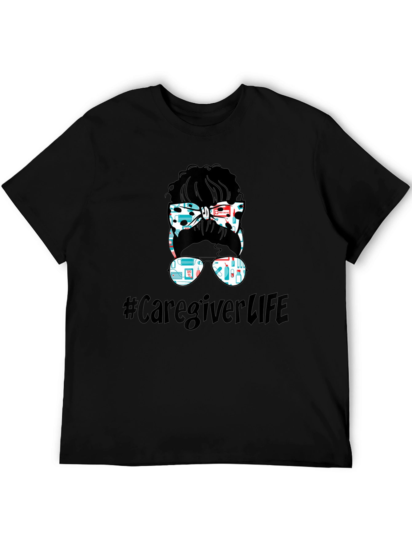 Caregiver Life Messy Bun Graphic Tee
