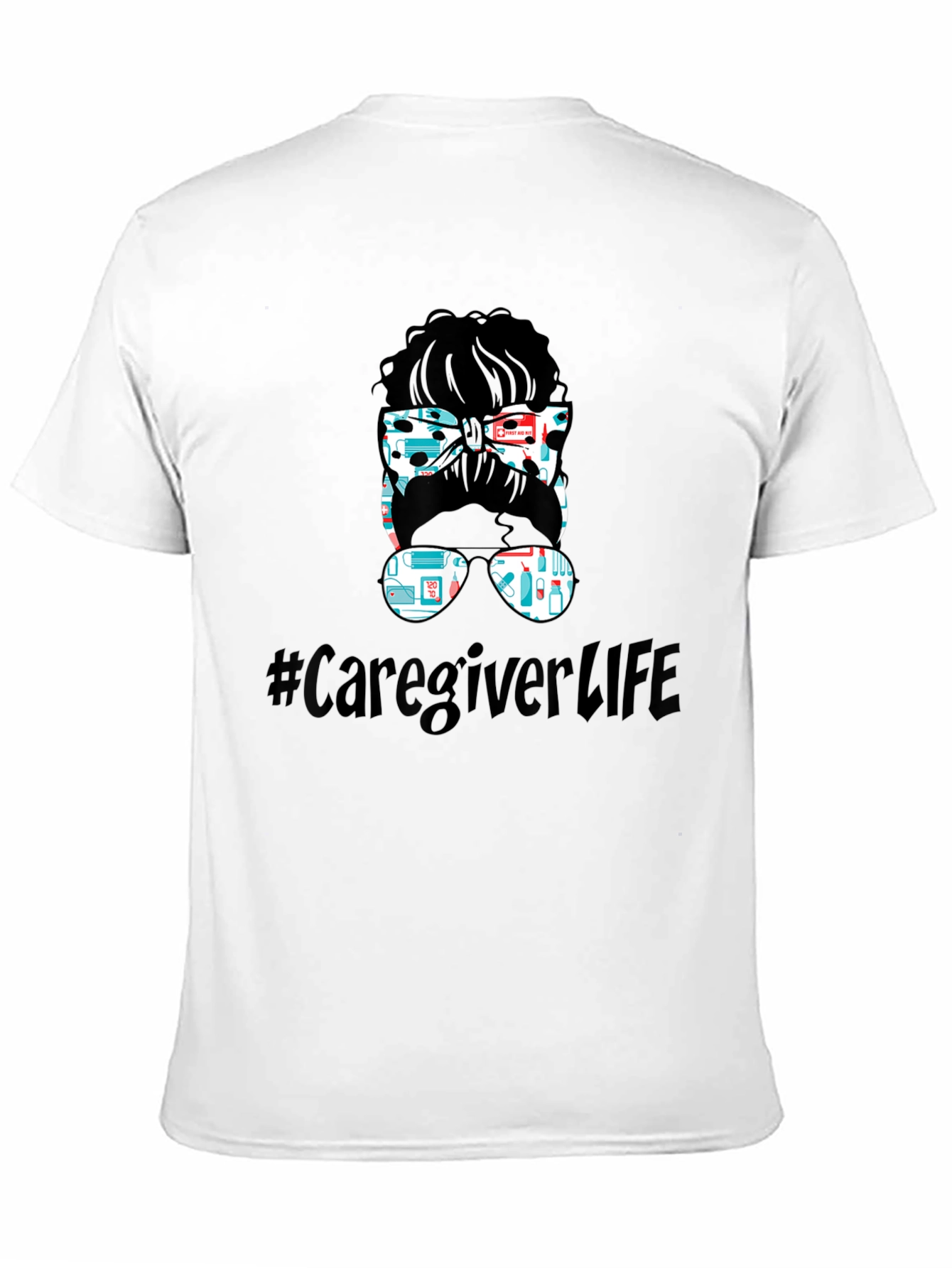 Caregiver Life Messy Bun Graphic Tee