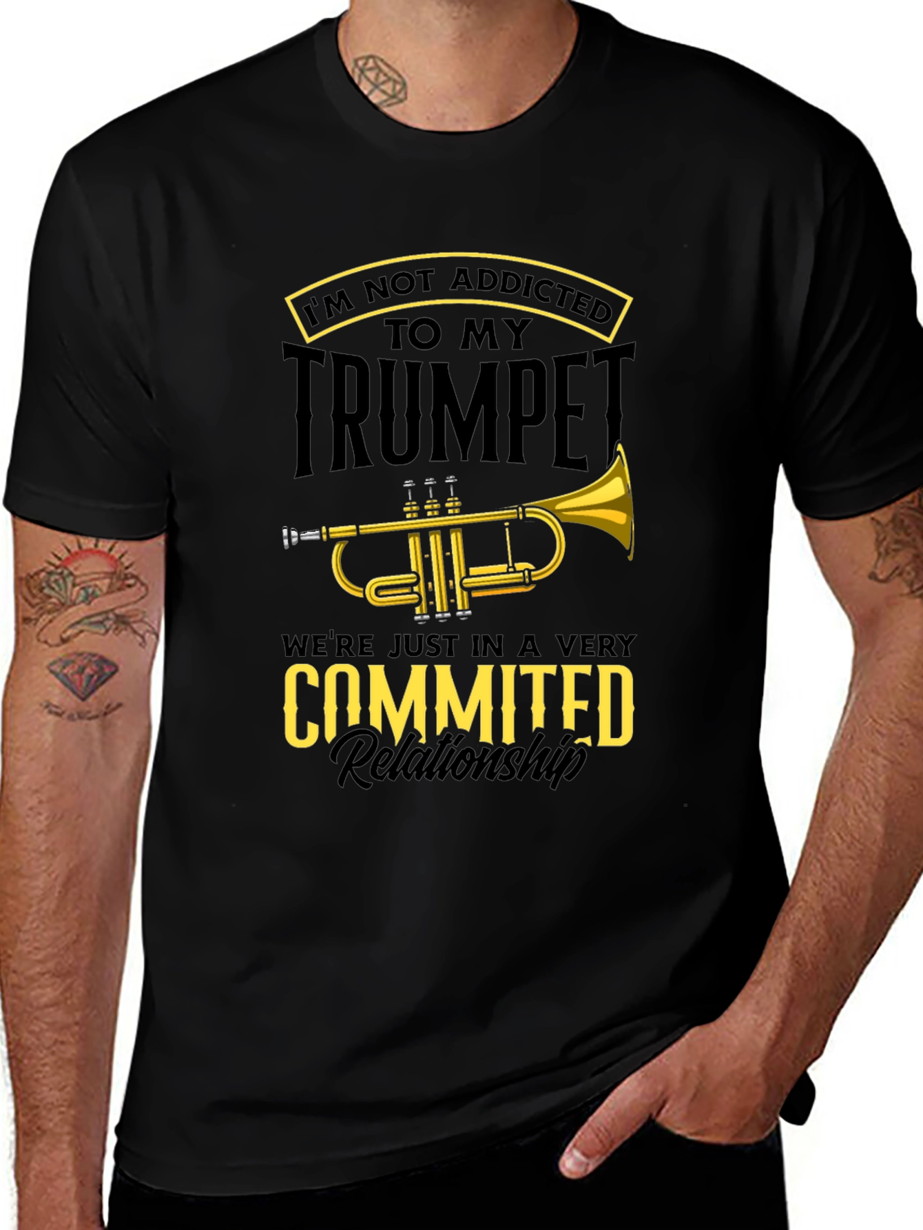 Trumpet Player Black T-Shirt Funny Music Lover Gift