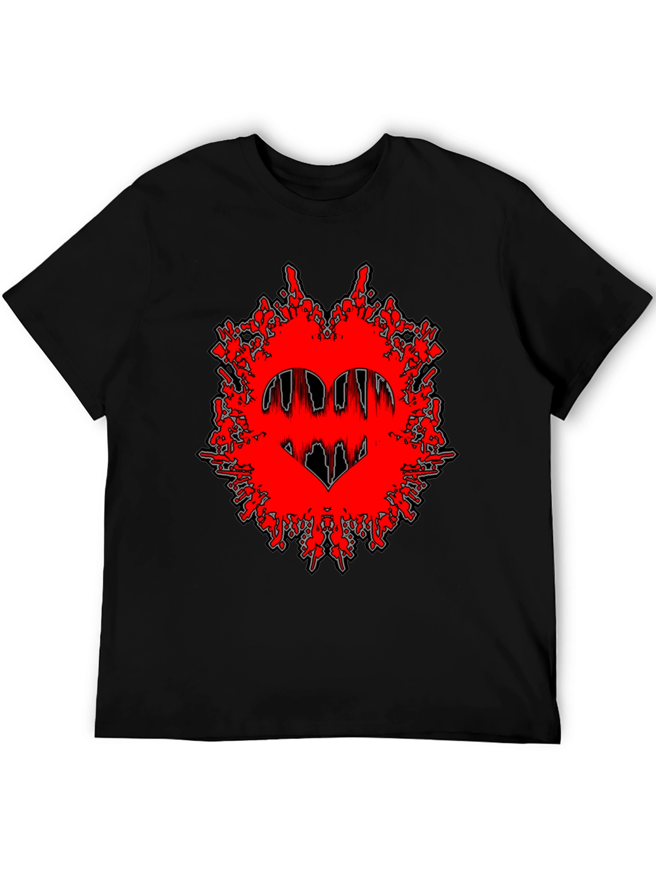 Edgy Graphic Tee - Red Heart Splatter Design