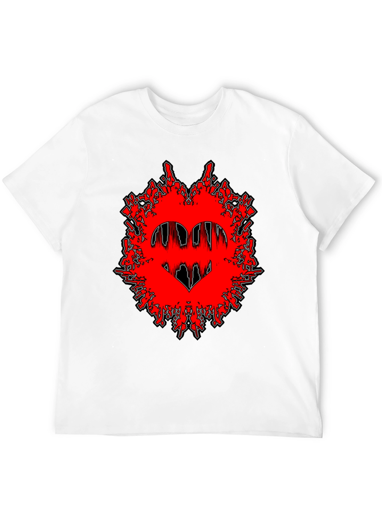 Edgy Graphic Tee - Red Heart Splatter Design