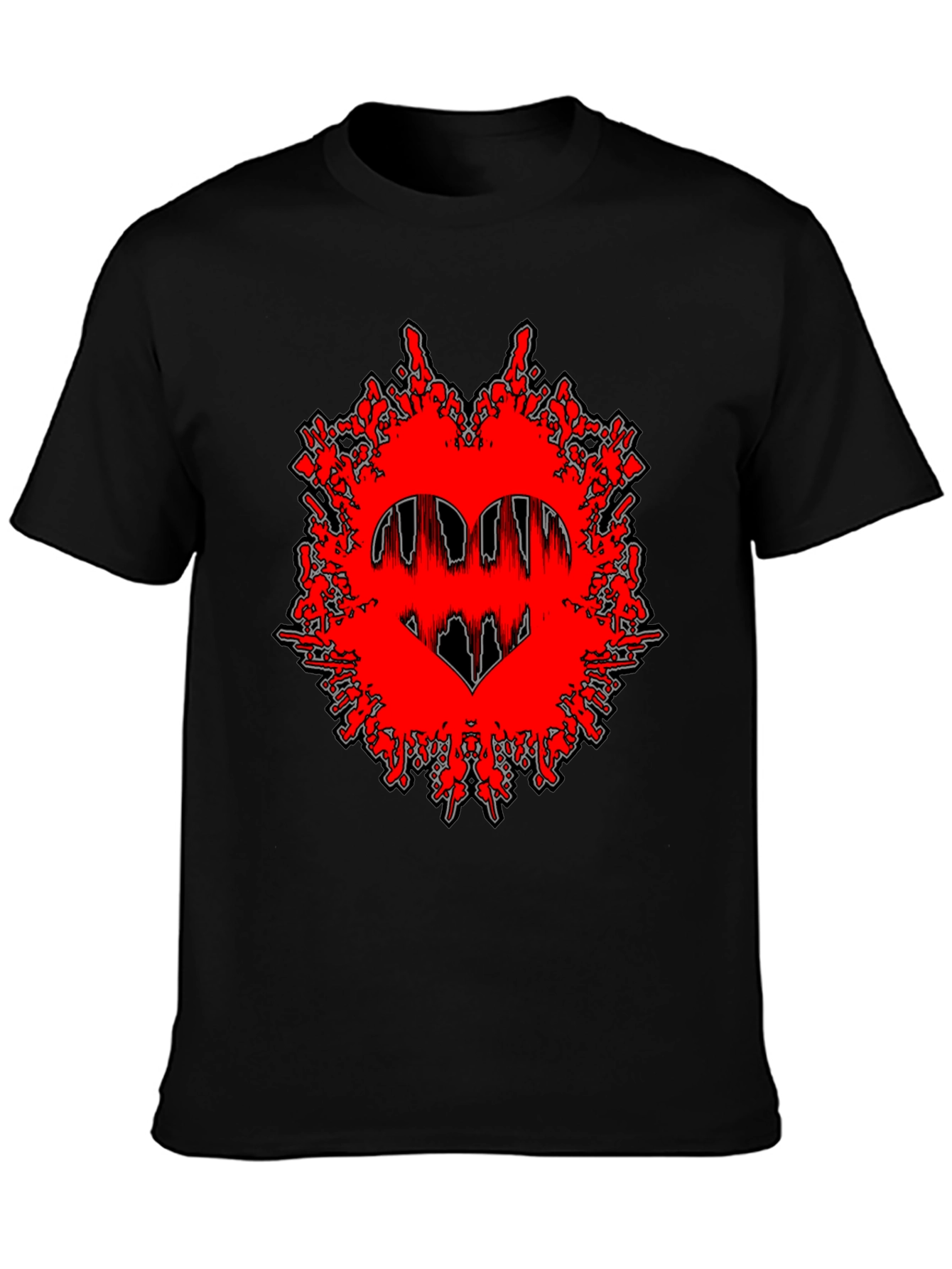 Edgy Graphic Tee - Red Heart Splatter Design