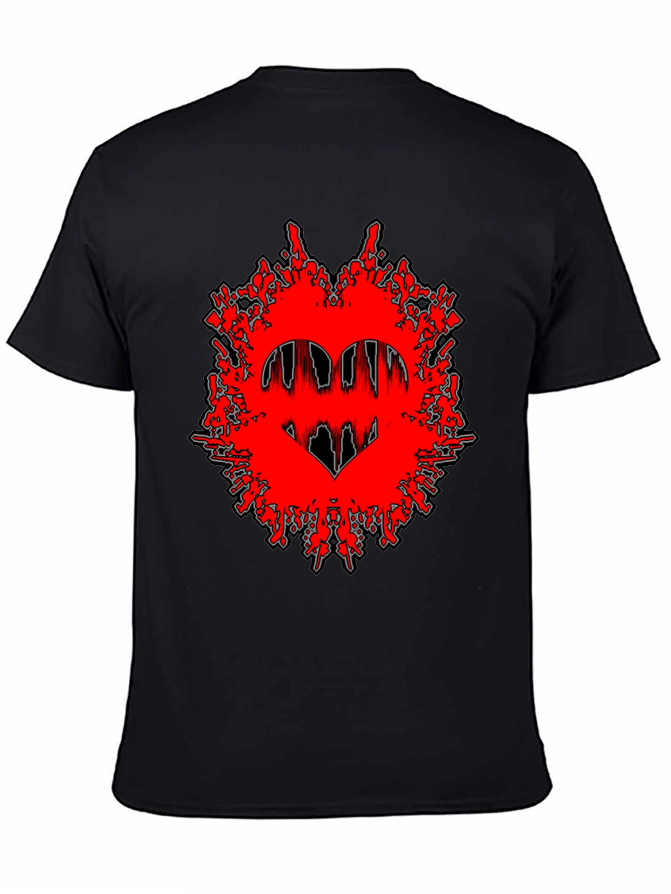 Edgy Graphic Tee - Red Heart Splatter Design