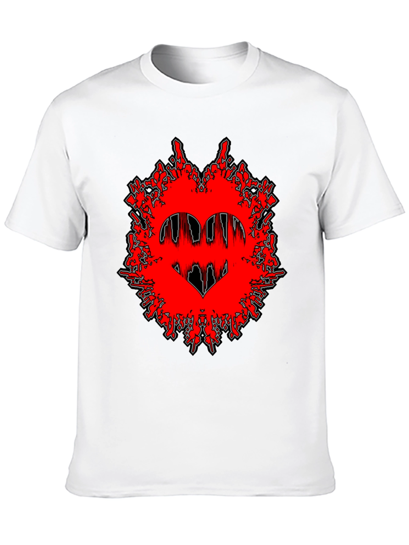 Edgy Graphic Tee - Red Heart Splatter Design