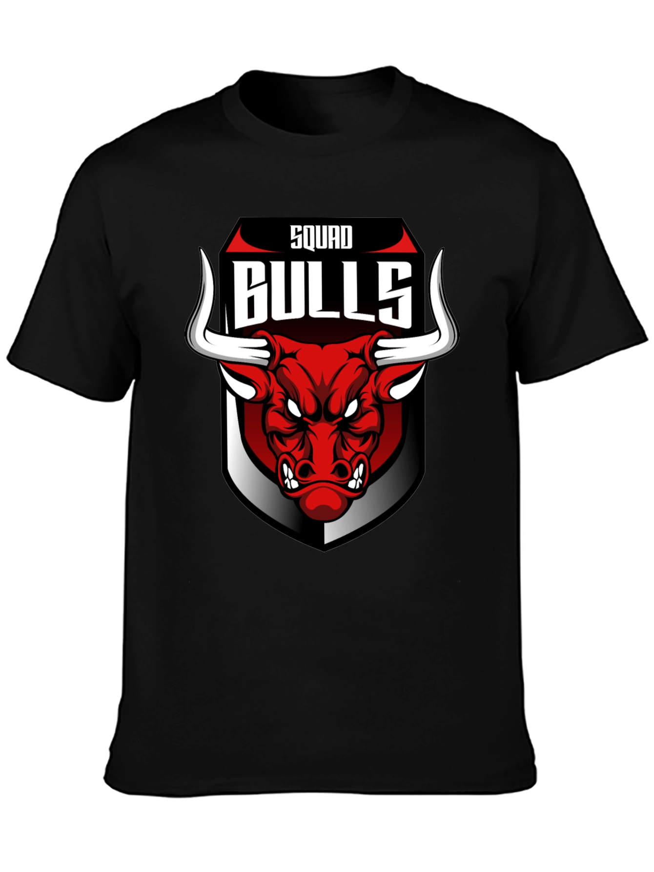 Squad Bulls Graphic T-Shirt - Black Crew Neck Tee