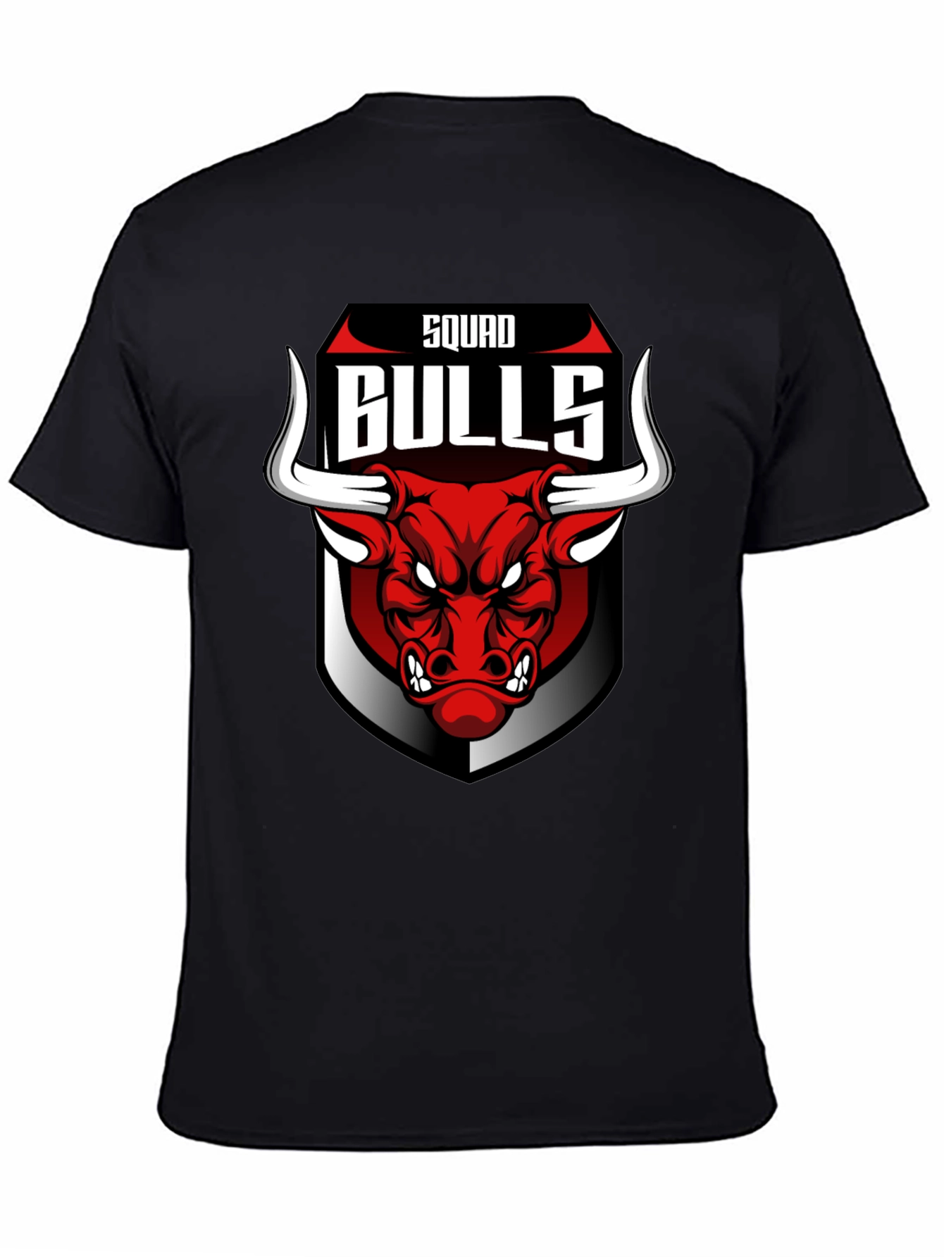 Squad Bulls Graphic T-Shirt - Black Crew Neck Tee