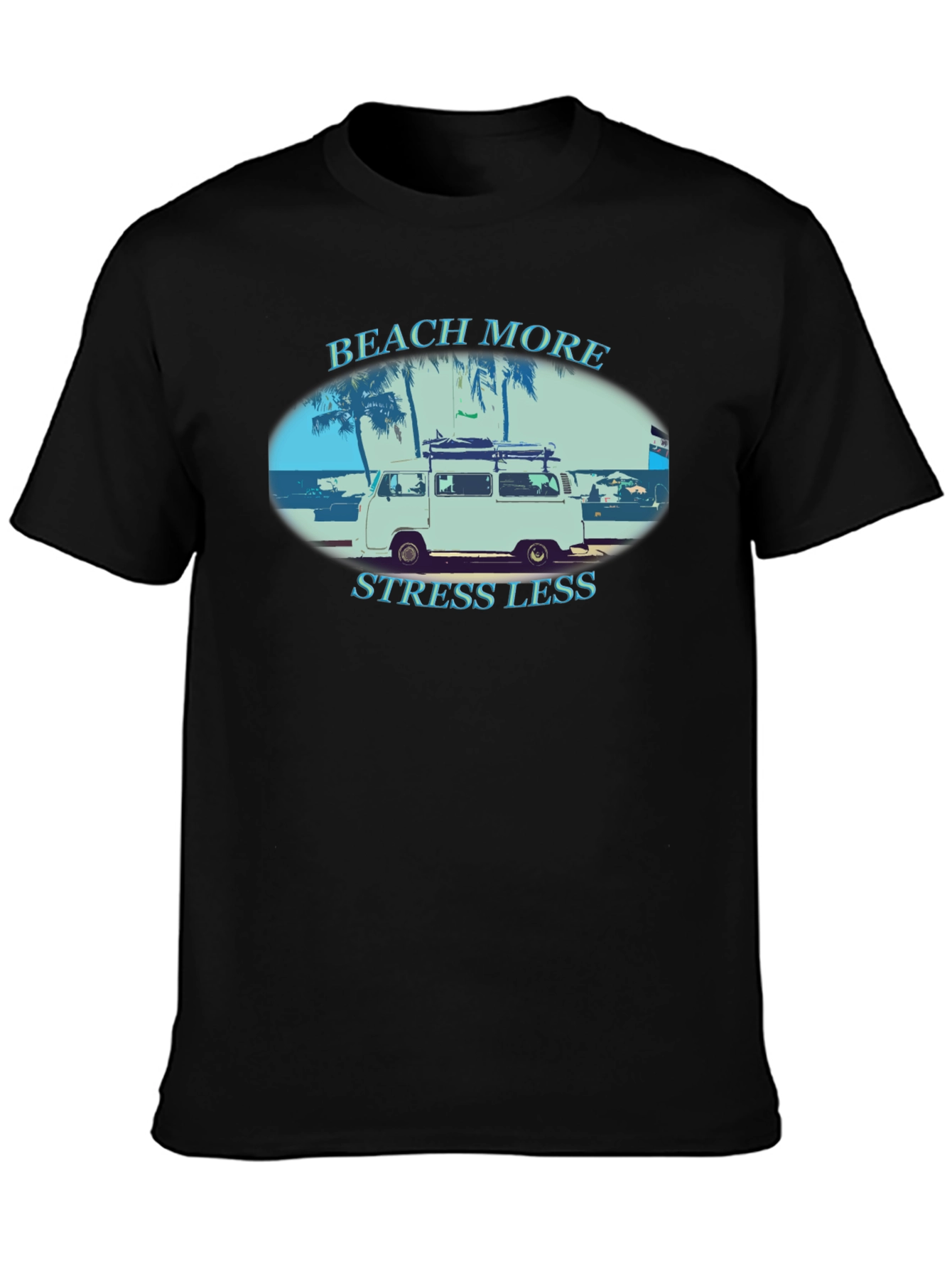 Beach More Stress Less Graphic T-Shirt