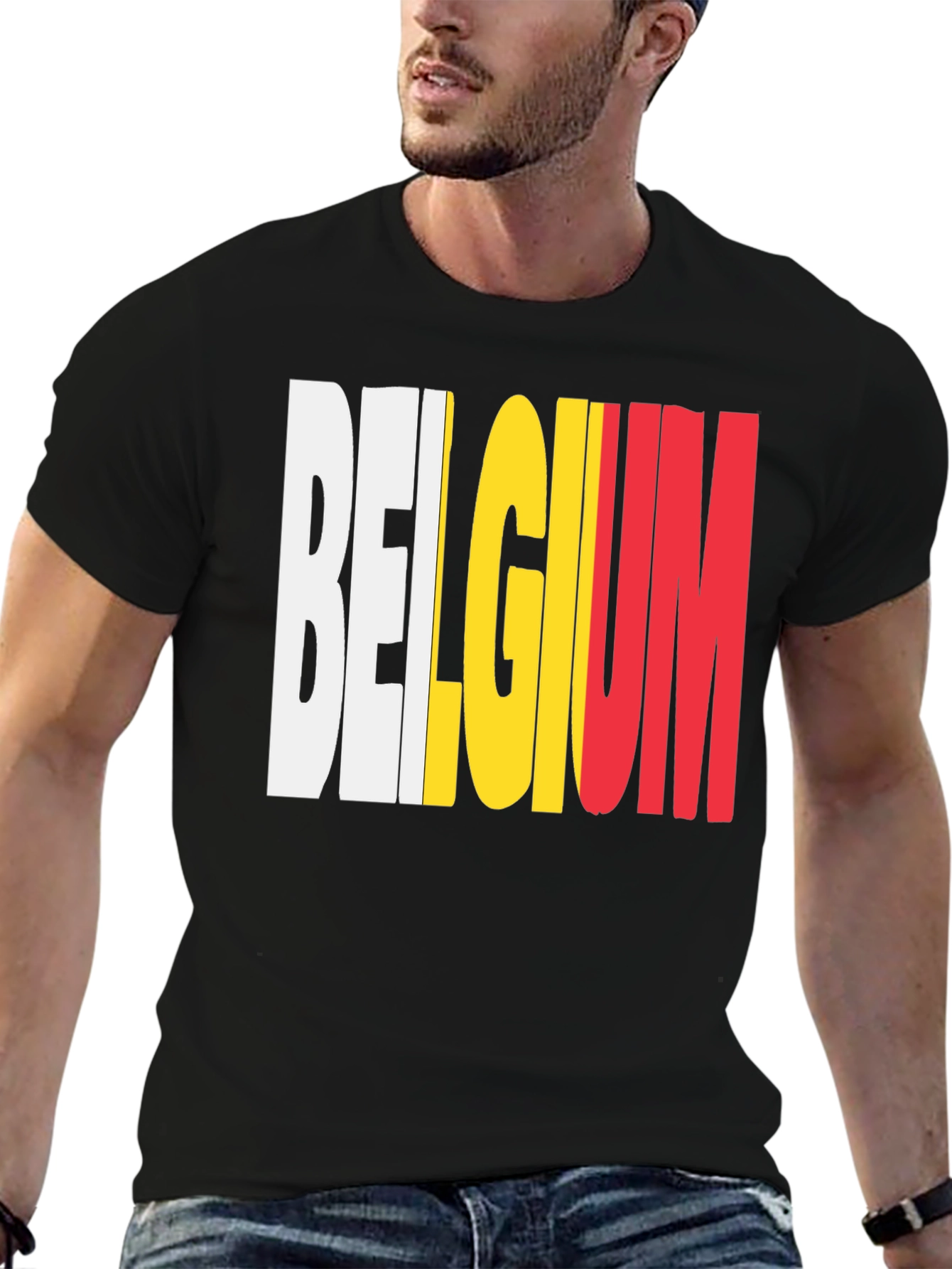 Belgium Flag T-Shirt - Black Graphic Tee