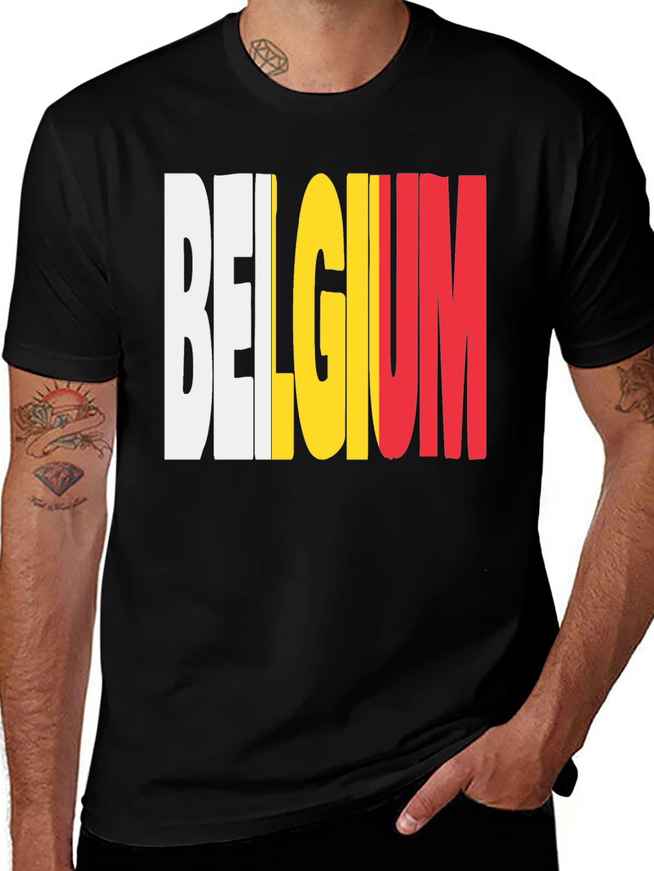 Belgium Flag T-Shirt - Black Graphic Tee
