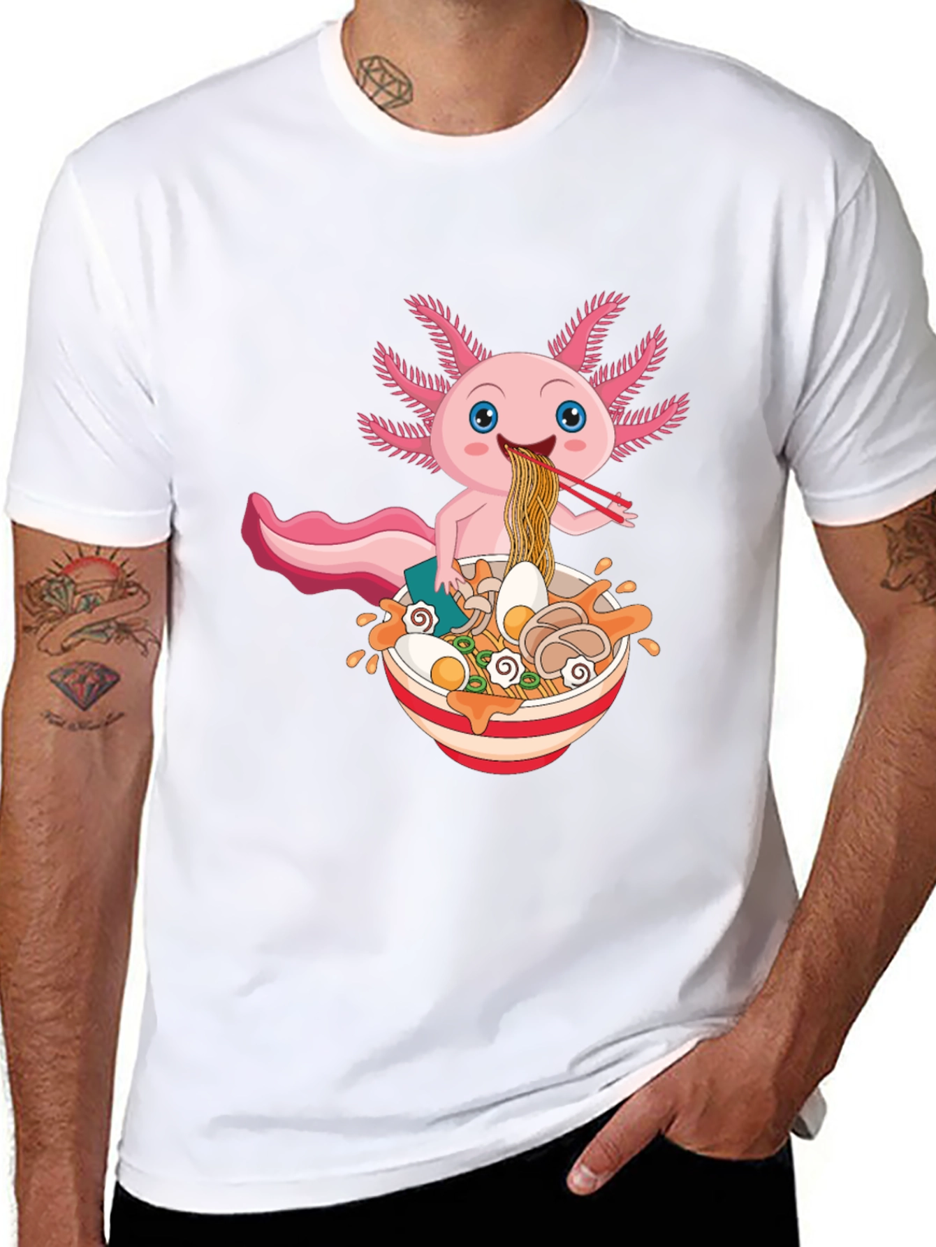 Axolotl Ramen T-Shirt - Cute Kawaii Noodle Lover Tee
