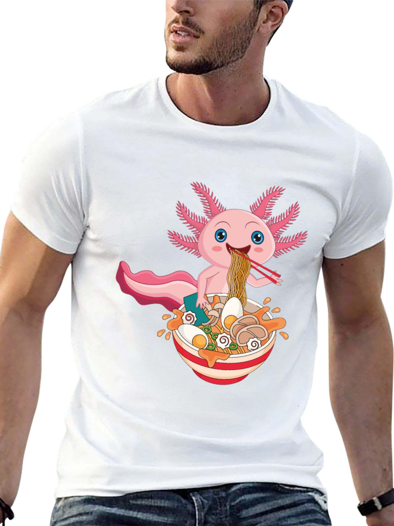 Axolotl Ramen T-Shirt - Cute Kawaii Noodle Lover Tee