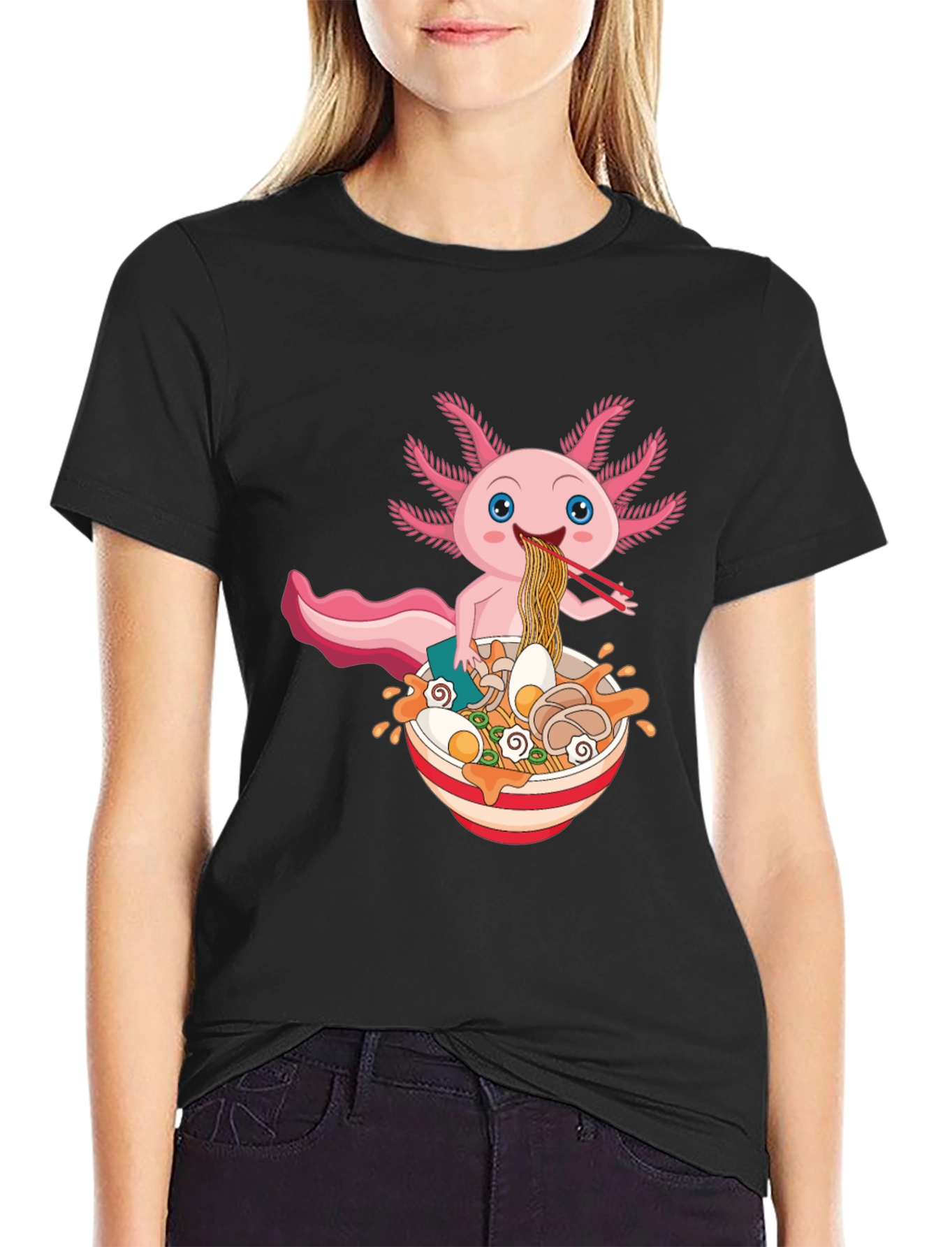 Axolotl Ramen T-Shirt - Cute Kawaii Noodle Lover Tee