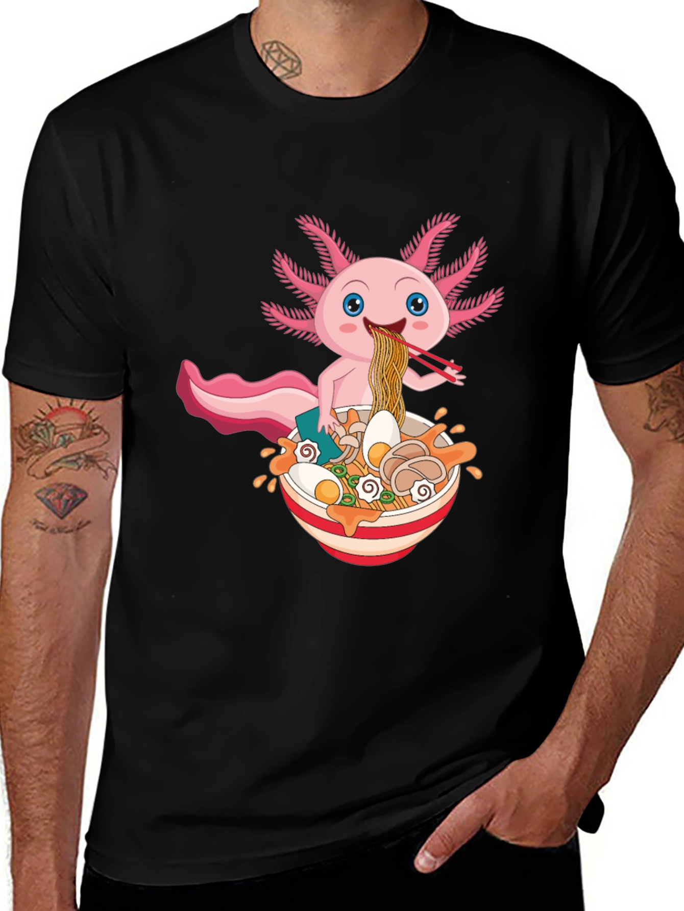 Axolotl Ramen T-Shirt - Cute Kawaii Noodle Lover Tee