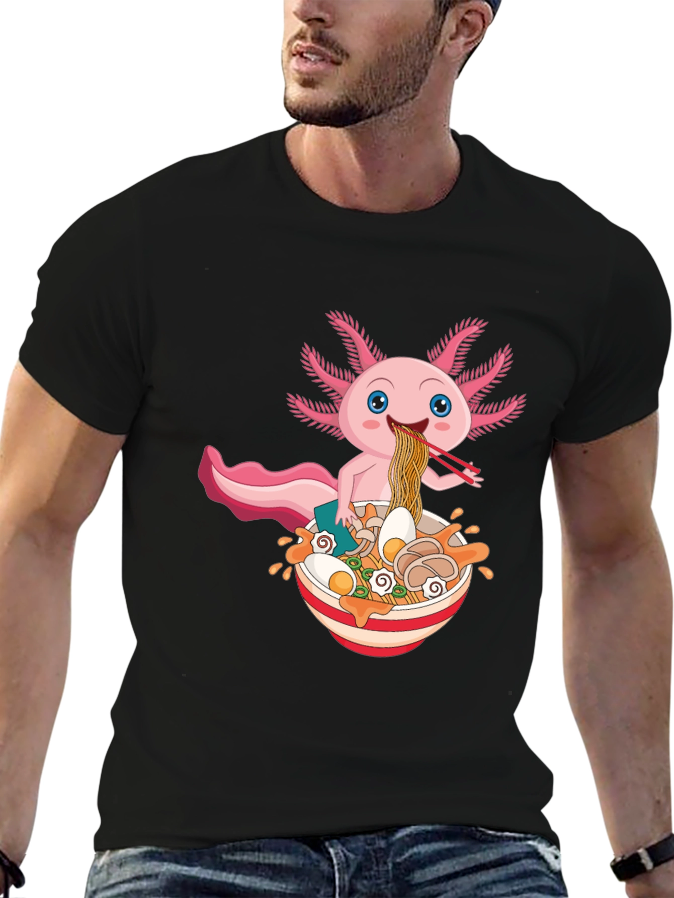 Axolotl Ramen T-Shirt - Cute Kawaii Noodle Lover Tee