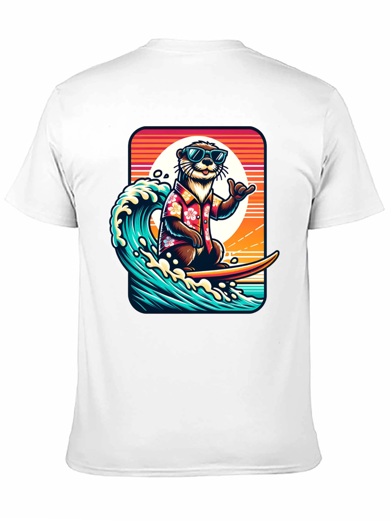 Surfing Otter Graphic Tee - Cool Hawaiian Style