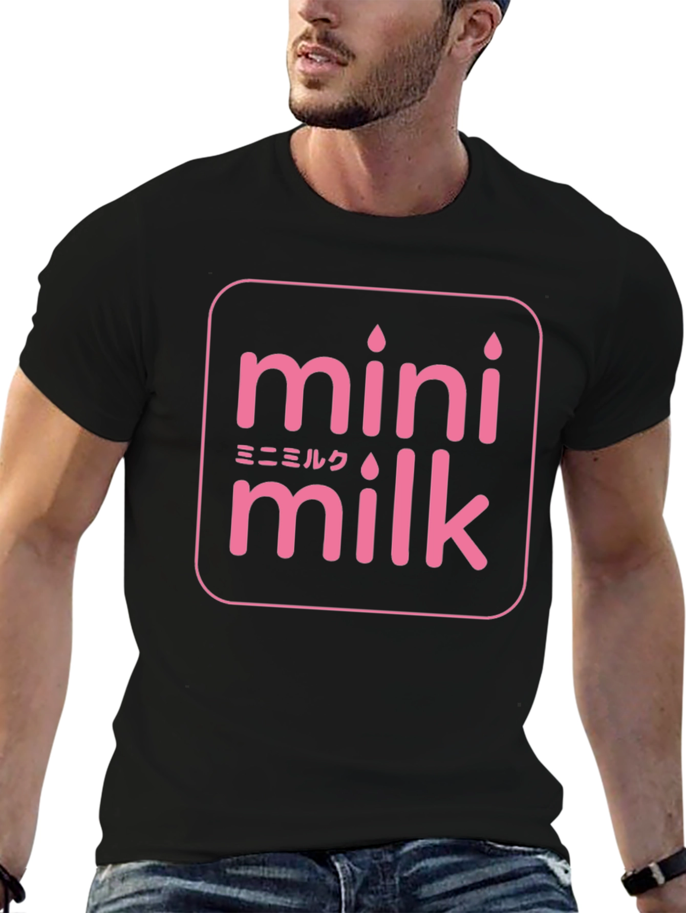 Mini Milk T-Shirt - Black Cotton Graphic Tee