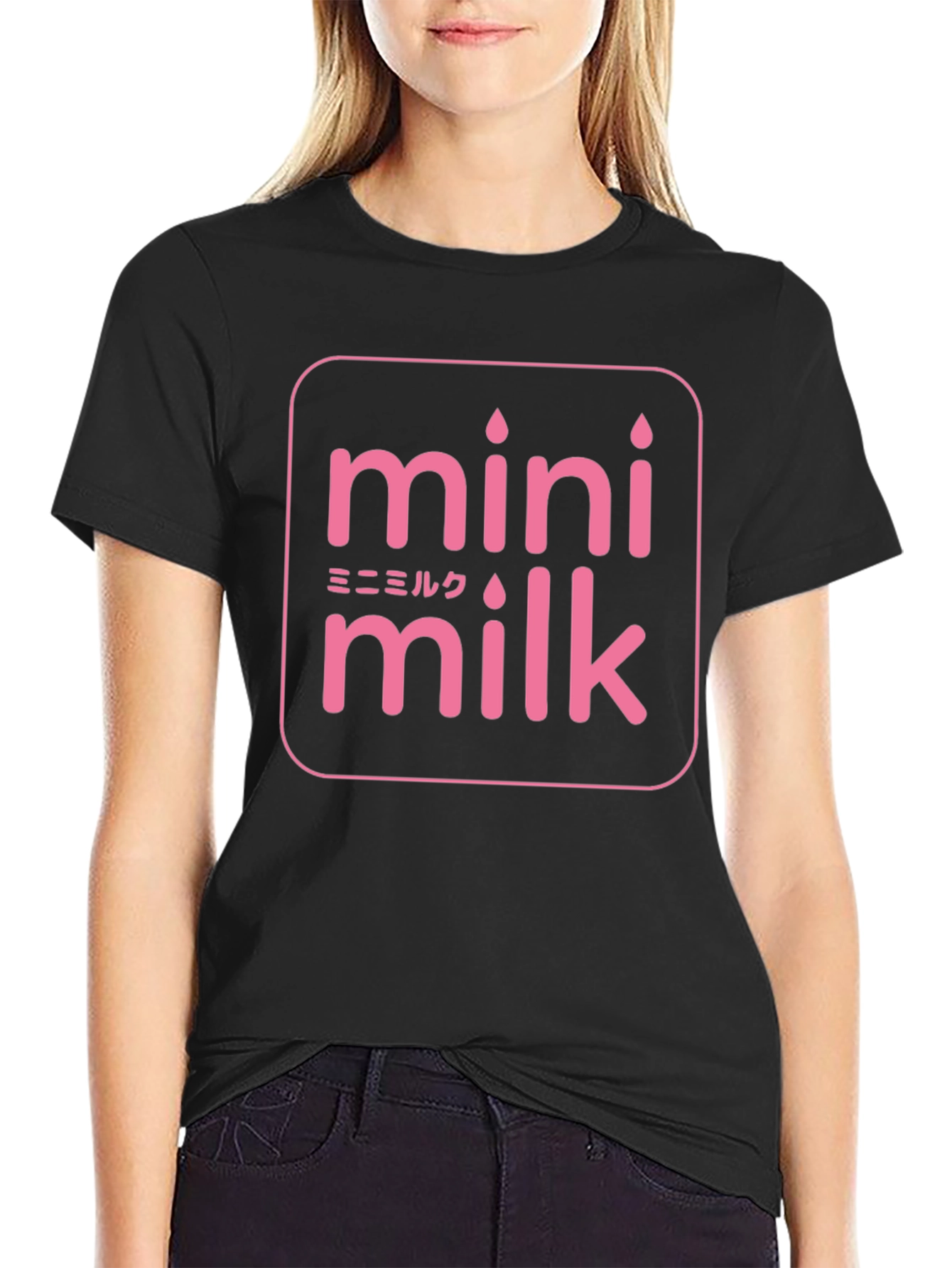Mini Milk T-Shirt - Black Cotton Graphic Tee