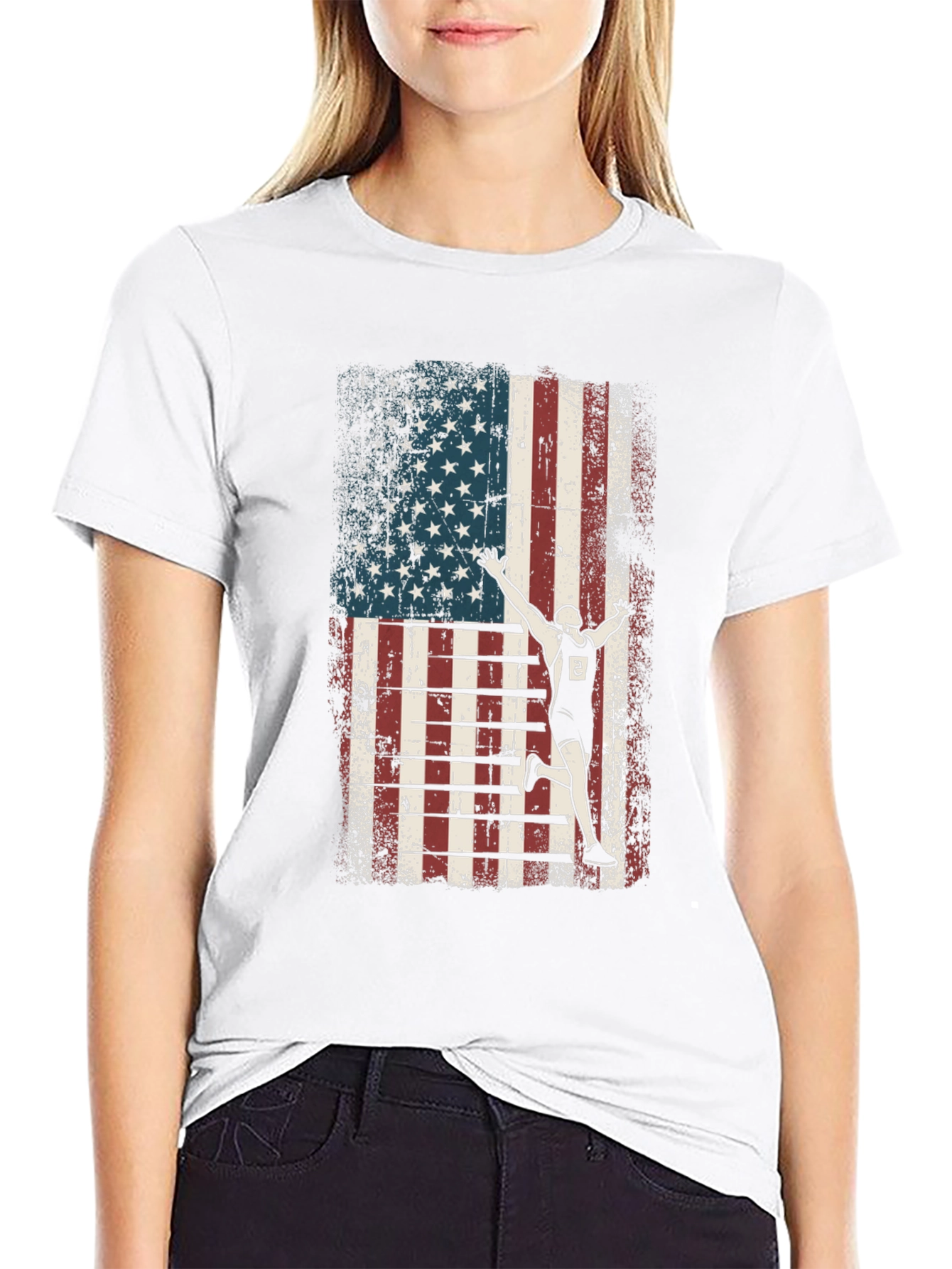 American Flag Runner Graphic Tee - Patriotic Style