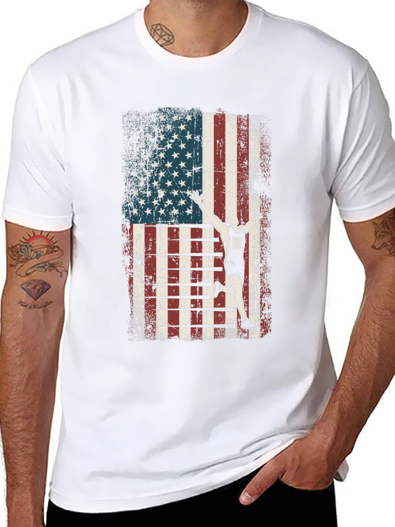American Flag Runner Graphic Tee - Patriotic Style