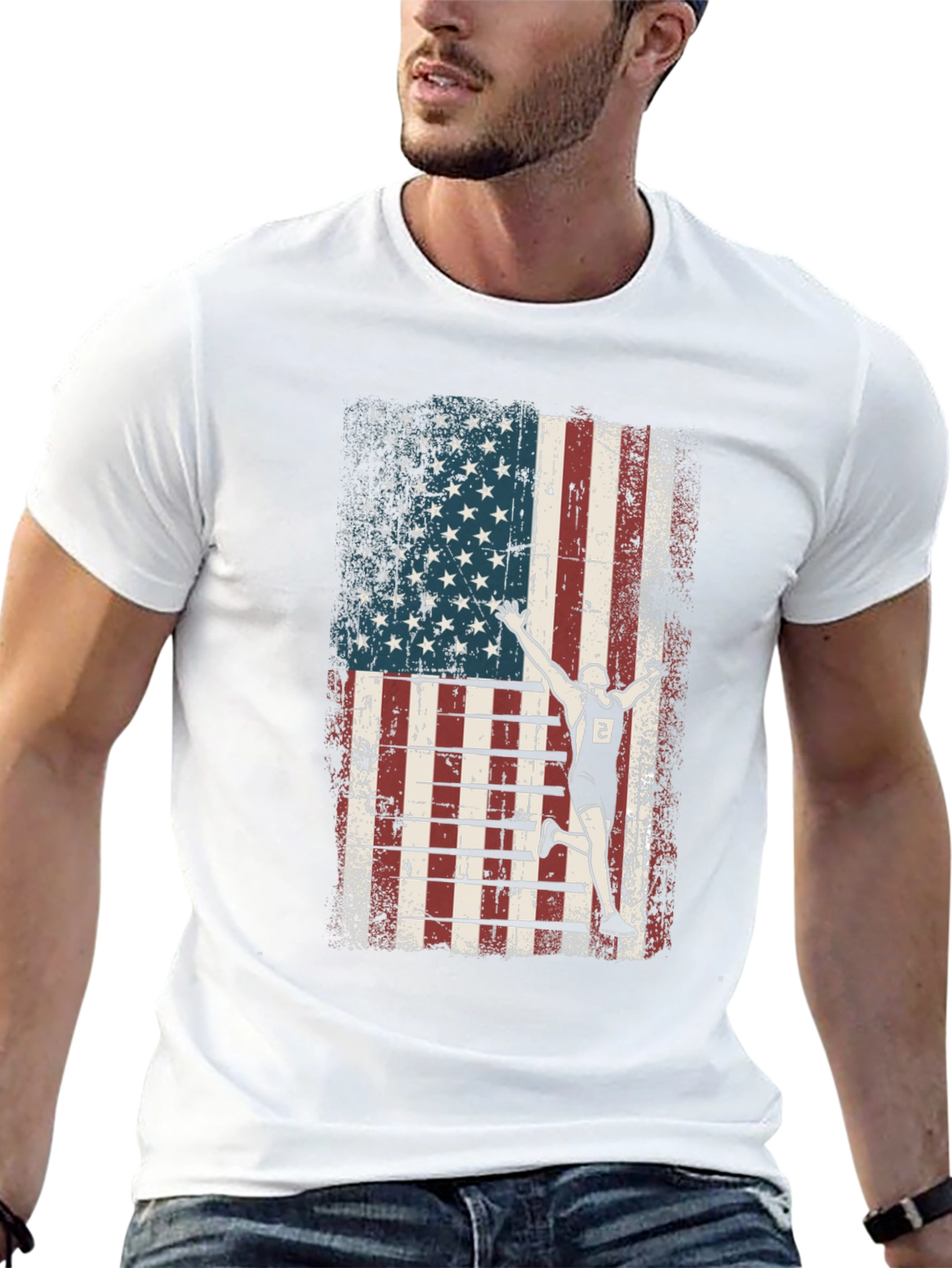 American Flag Runner Graphic Tee - Patriotic Style