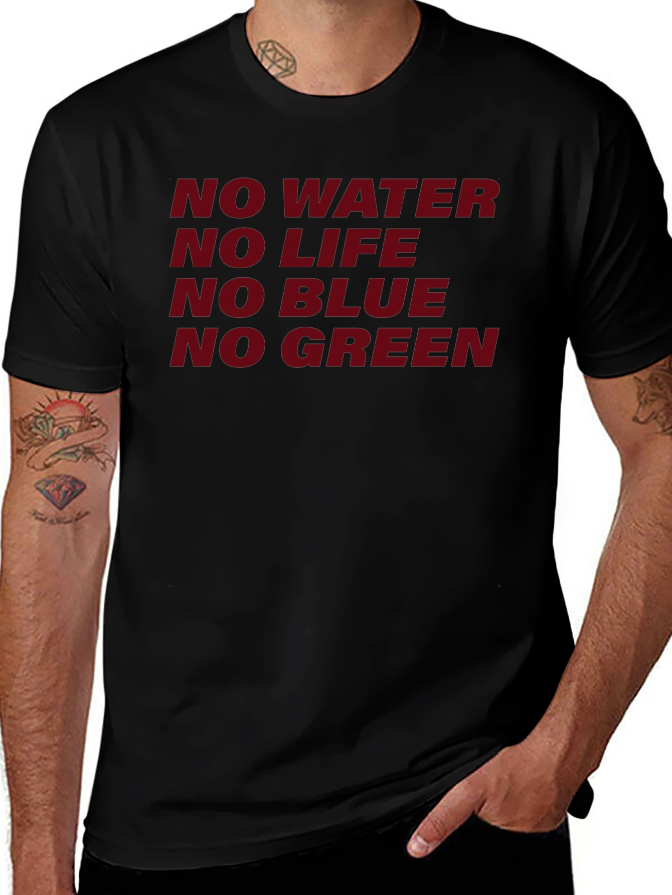 No Water No Life Graphic Tee - Black