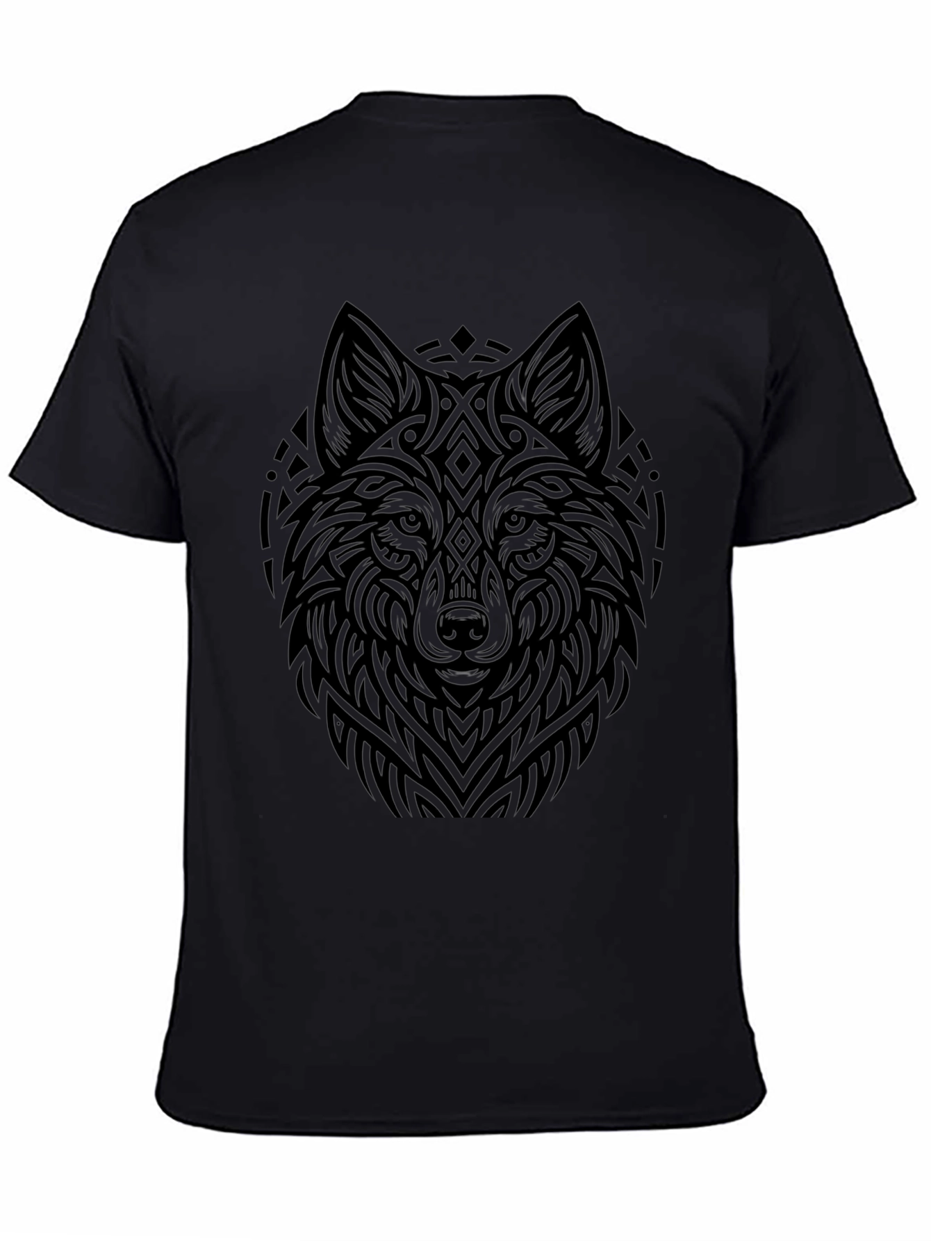 Wolf Graphic Print Black T-Shirt