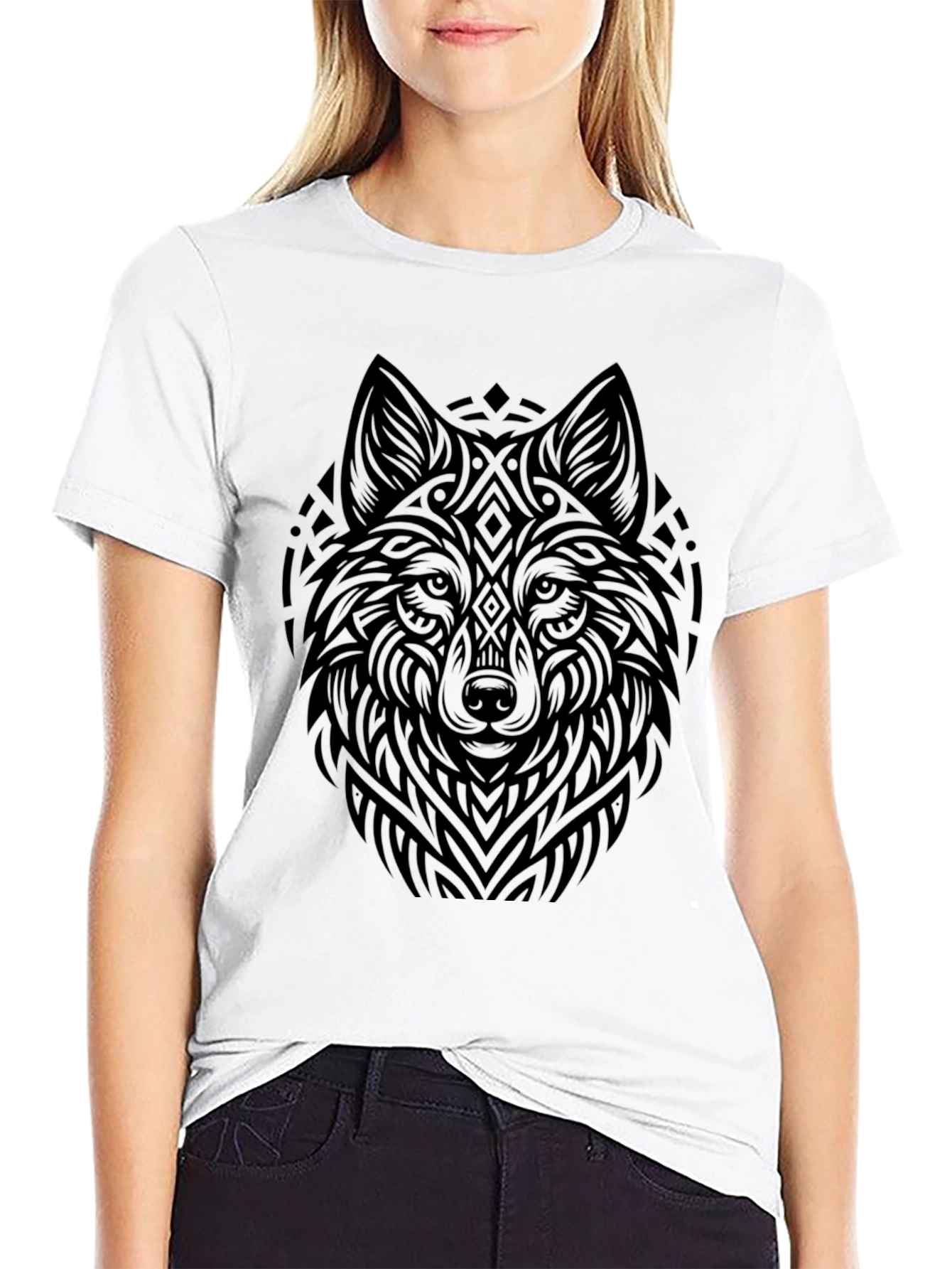 Wolf Graphic Print Black T-Shirt