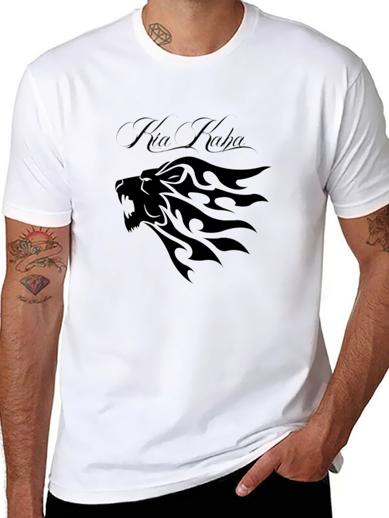 Kia Kaha Lion Graphic Black T-Shirt