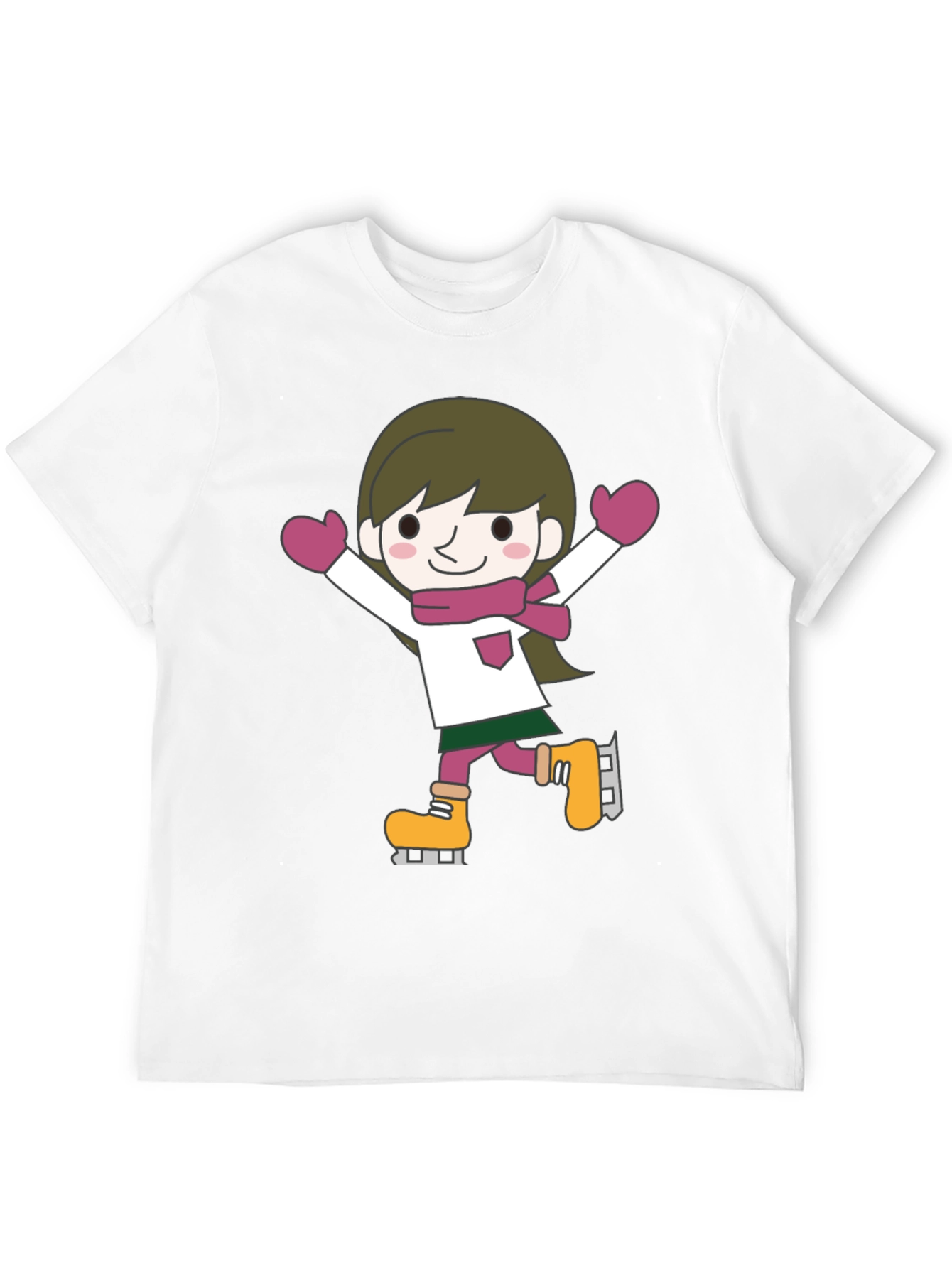 Cute Cartoon Skater Graphic Tee - Black