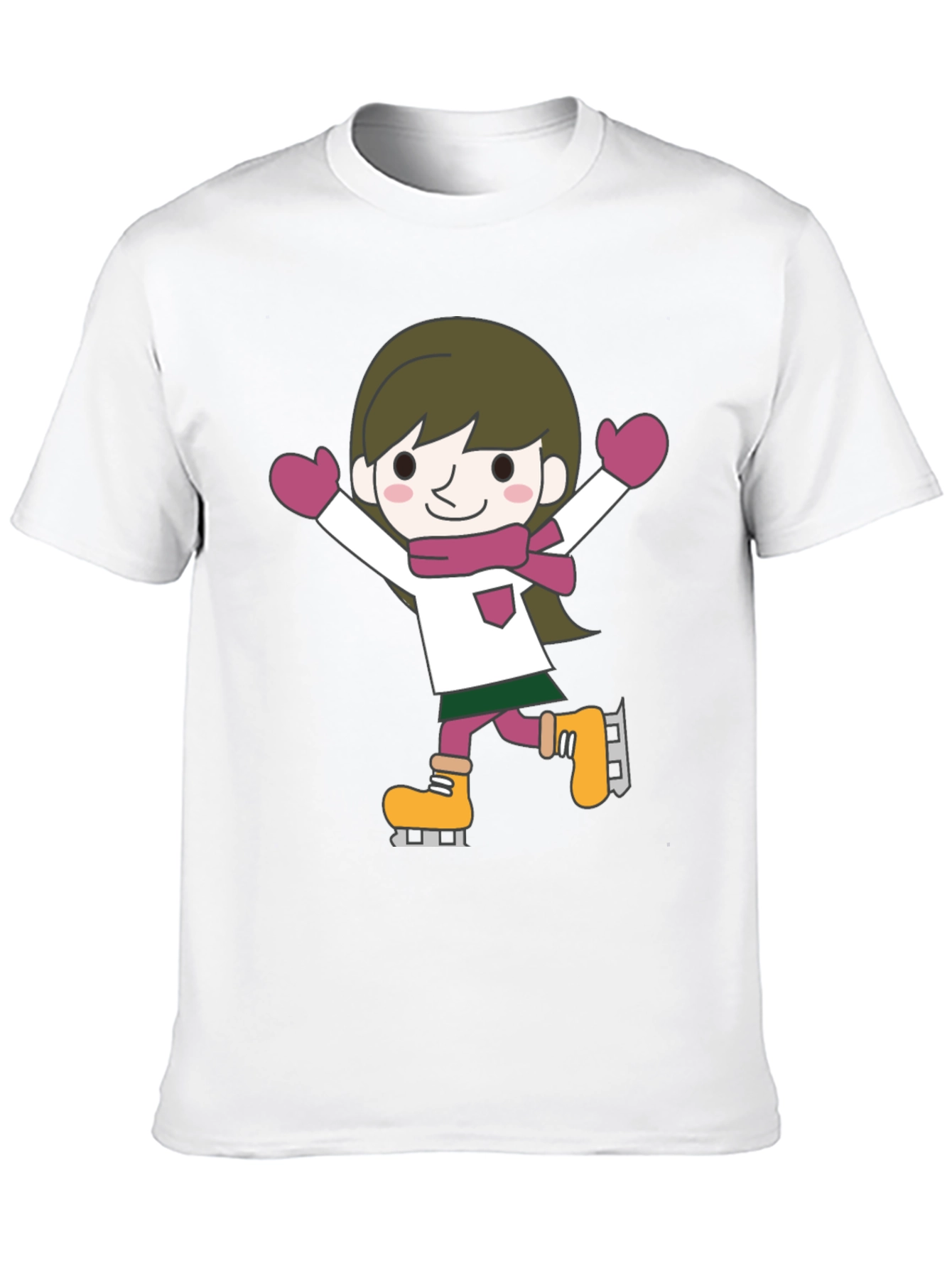 Cute Cartoon Skater Graphic Tee - Black