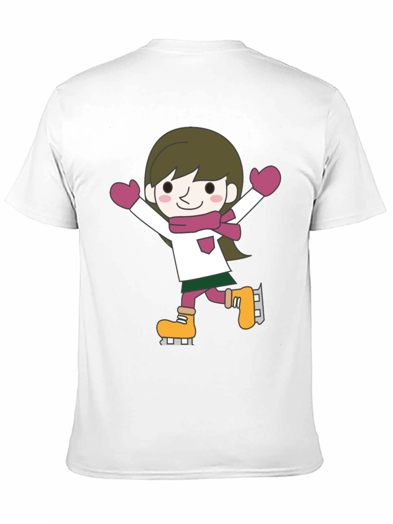 Cute Cartoon Skater Graphic Tee - Black