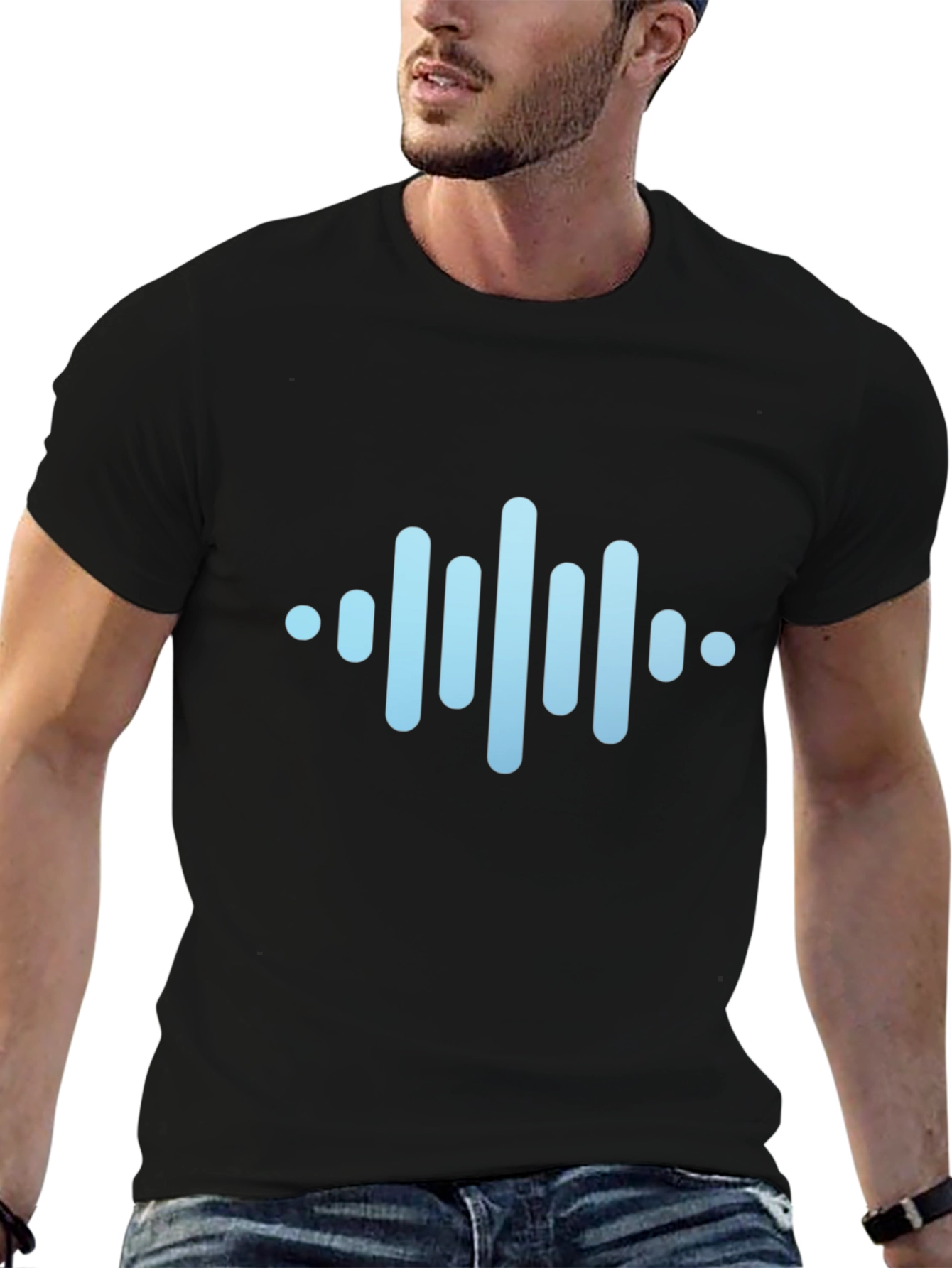Modern Soundwave Graphic Black T-Shirt