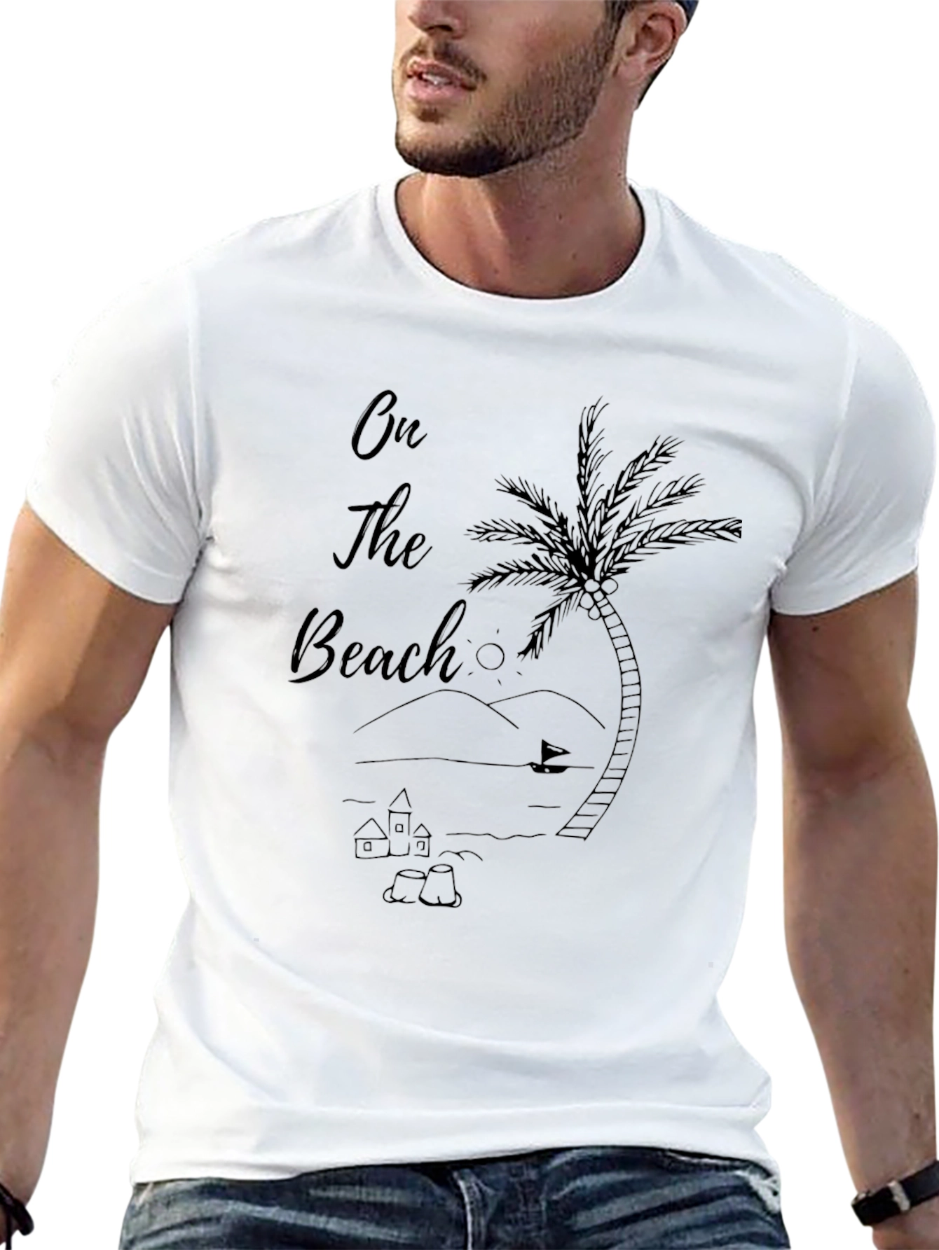 Mens Black On The Beach Graphic Tee