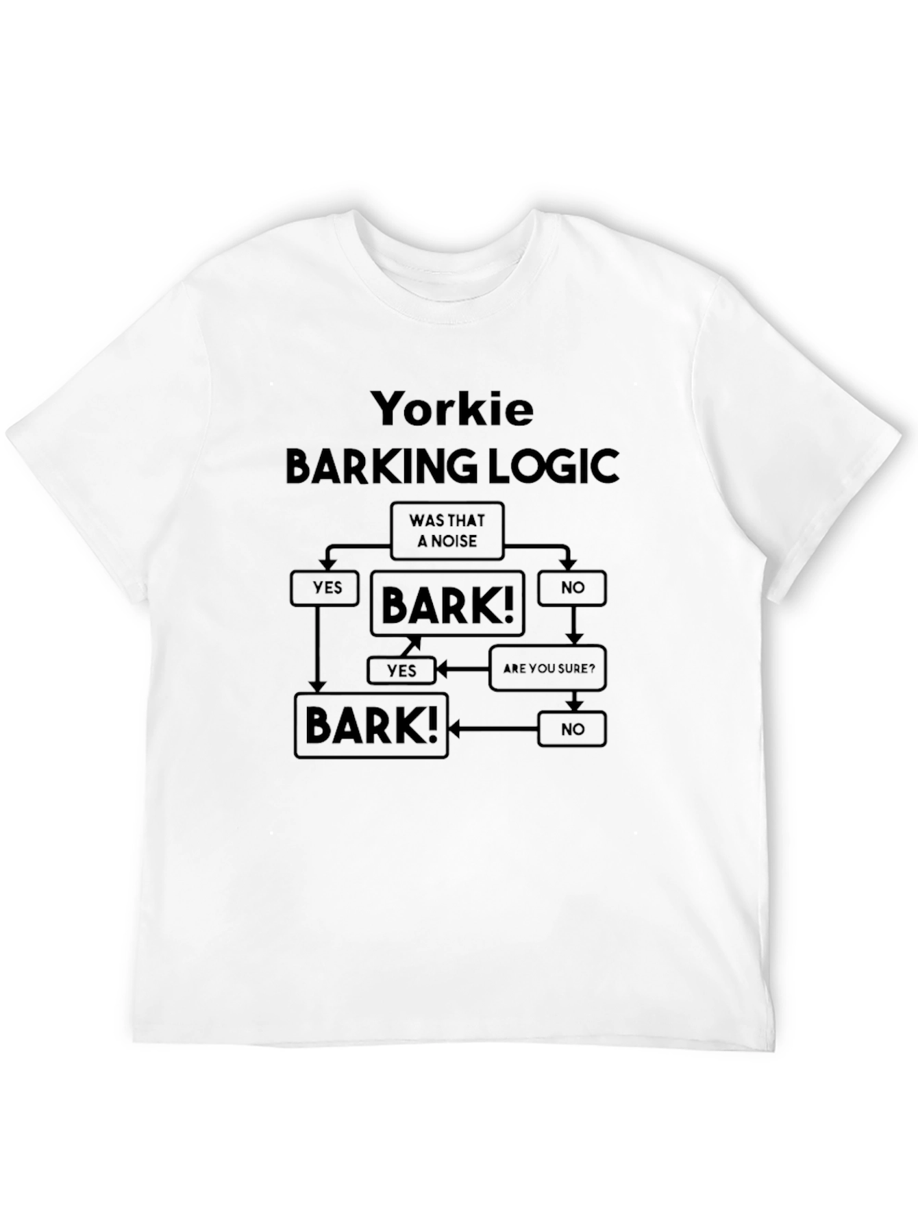 Yorkie Barking Logic Black T-Shirt