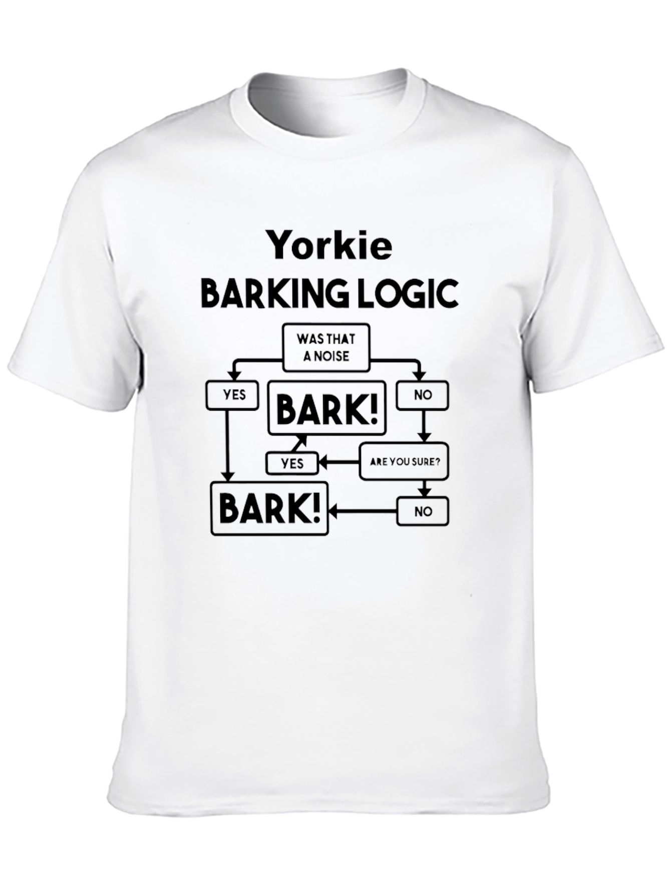Yorkie Barking Logic Black T-Shirt